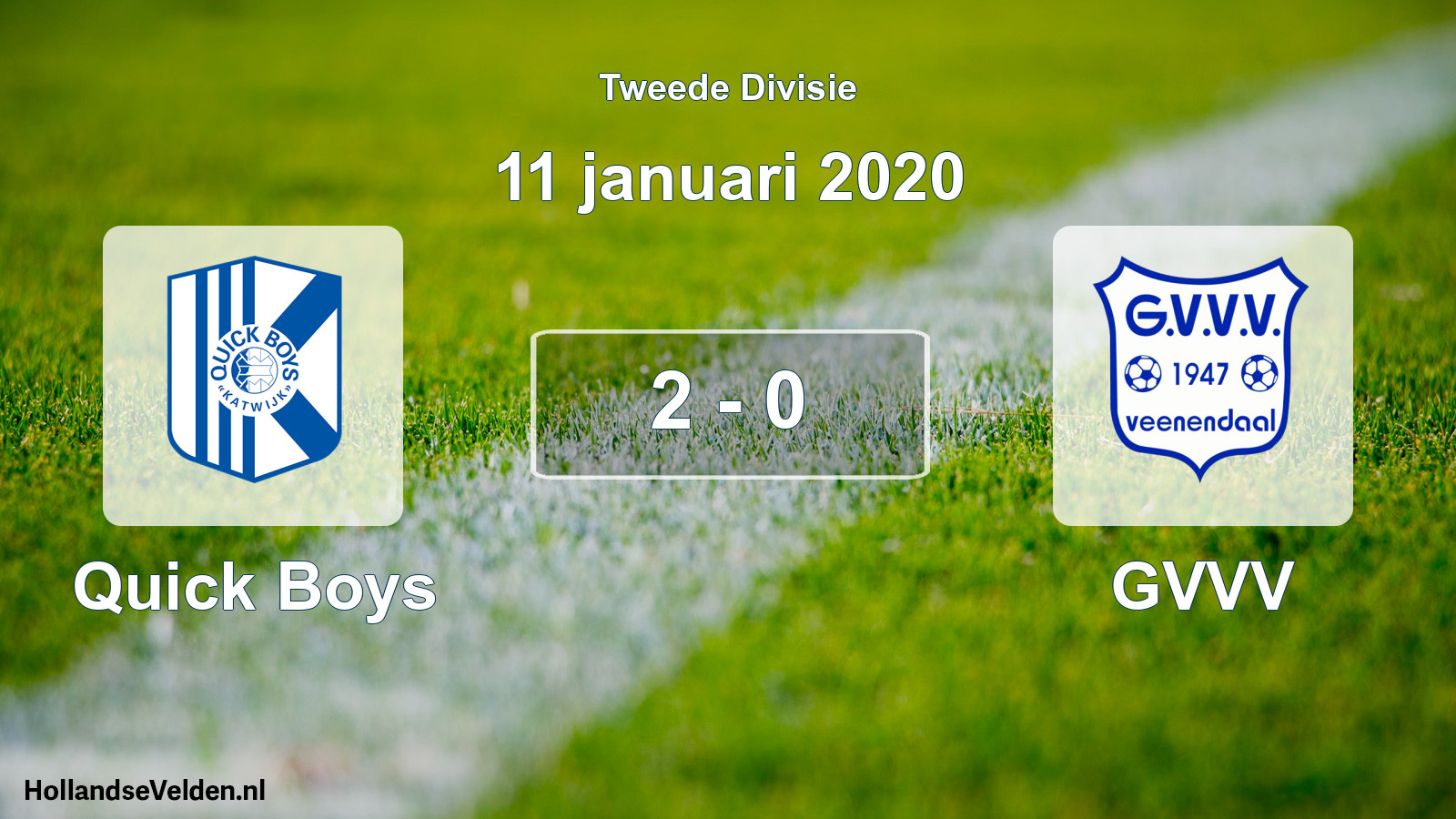 Total number of matches played: Quick Boys - GVVV 2 - 0 (11 January 2020)
