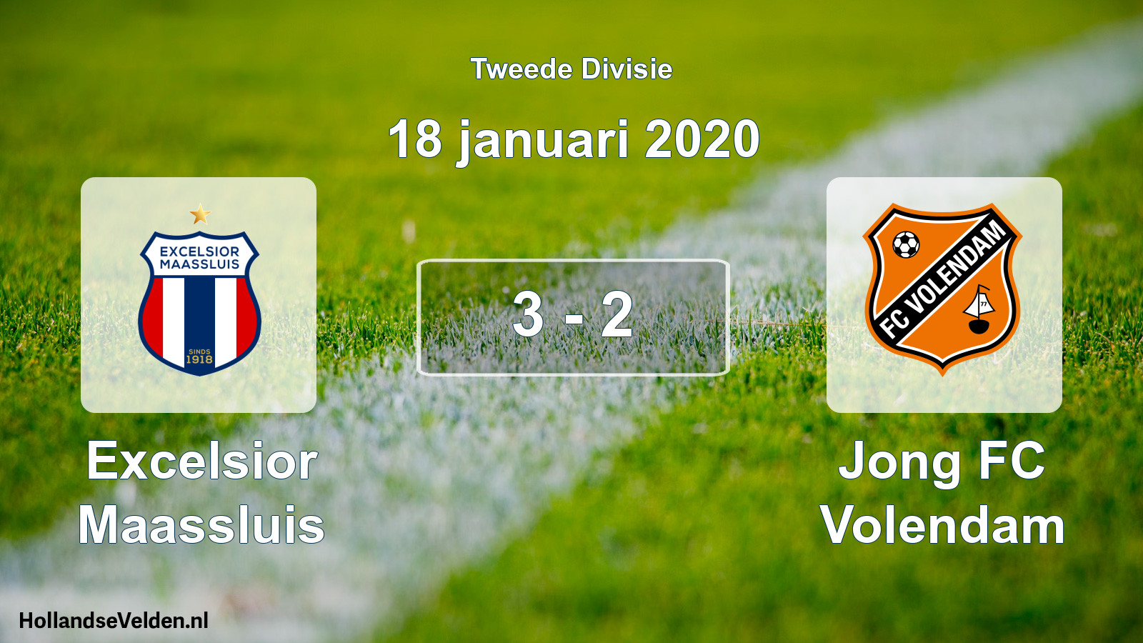 Total number of matches played: Excelsior Maassluis - Jong FC Volendam 3 - 2 (18 January 2020)