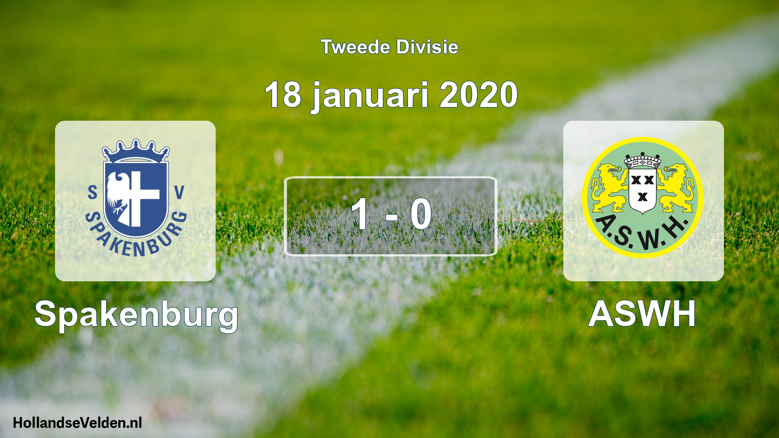Total number of matches played: Spakenburg - ASWH 1 - 0 (18 January 2020)