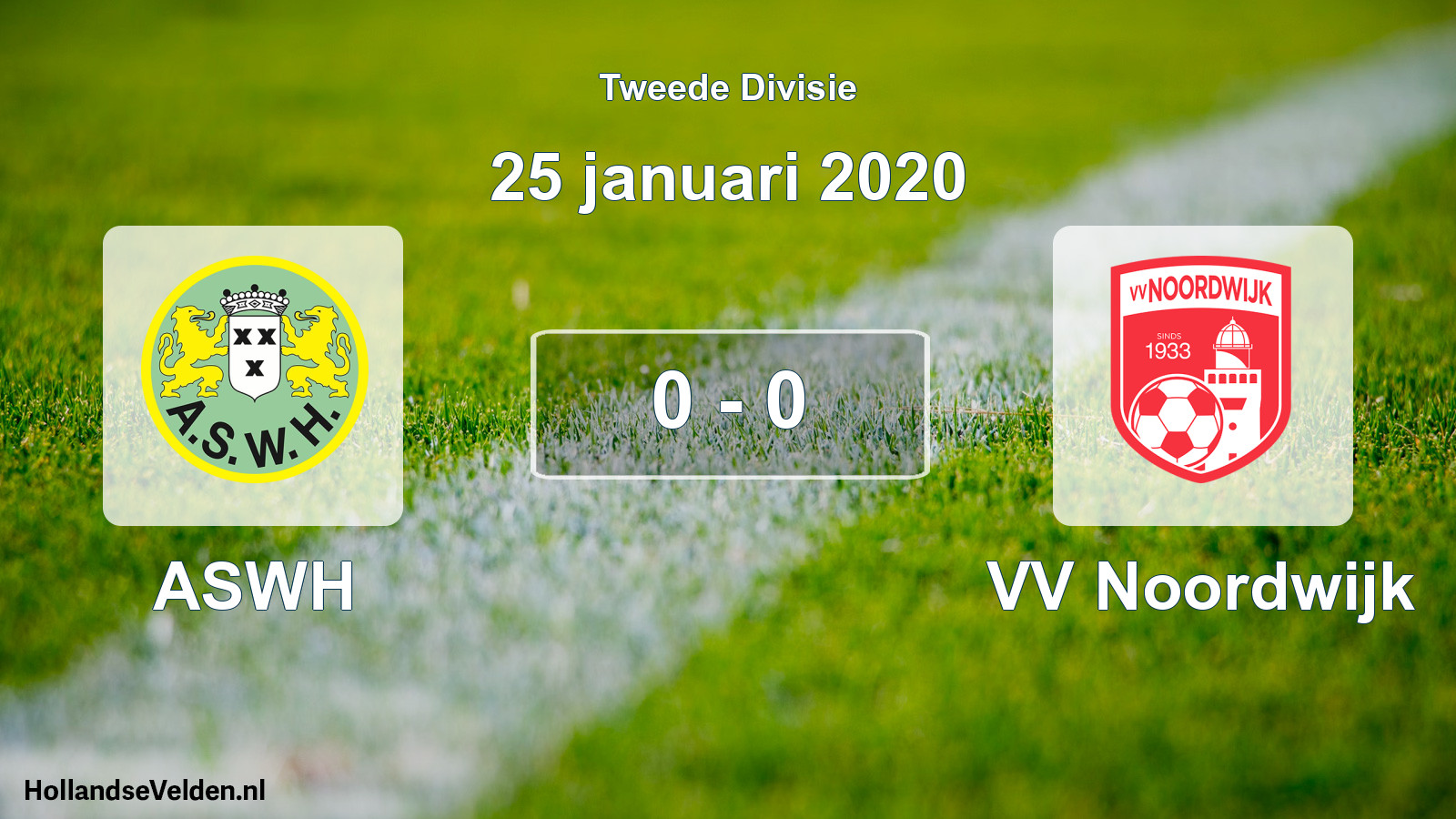 Total number of matches played: ASWH - VV Noordwijk 0 - 0 (25 January 2020)