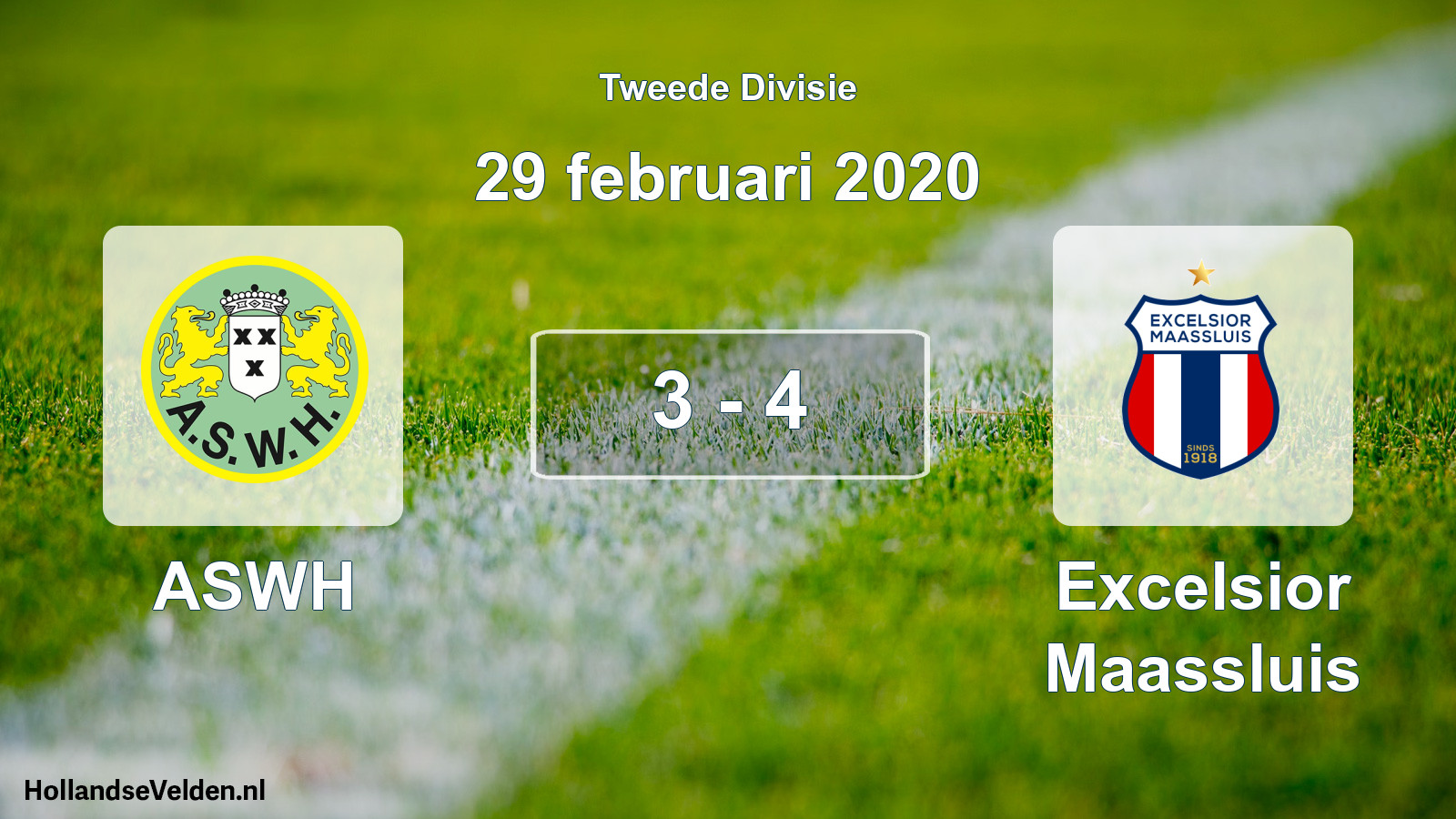 Total number of matches played: ASWH - Excelsior Maassluis 3 - 4 (29 February 2020)