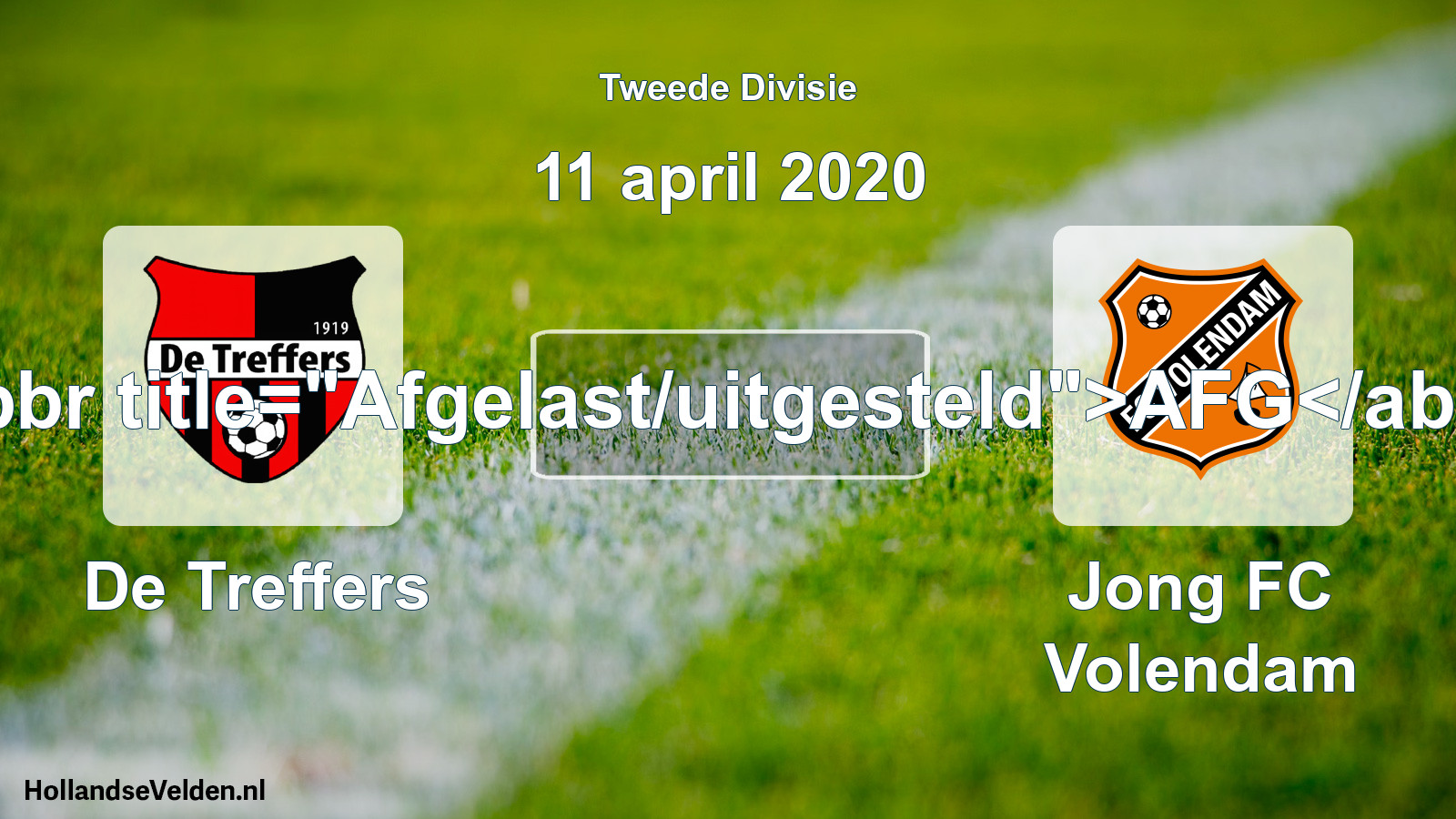 Scheduled Match: De Treffers - Jong FC Volendam (11 April 2020)