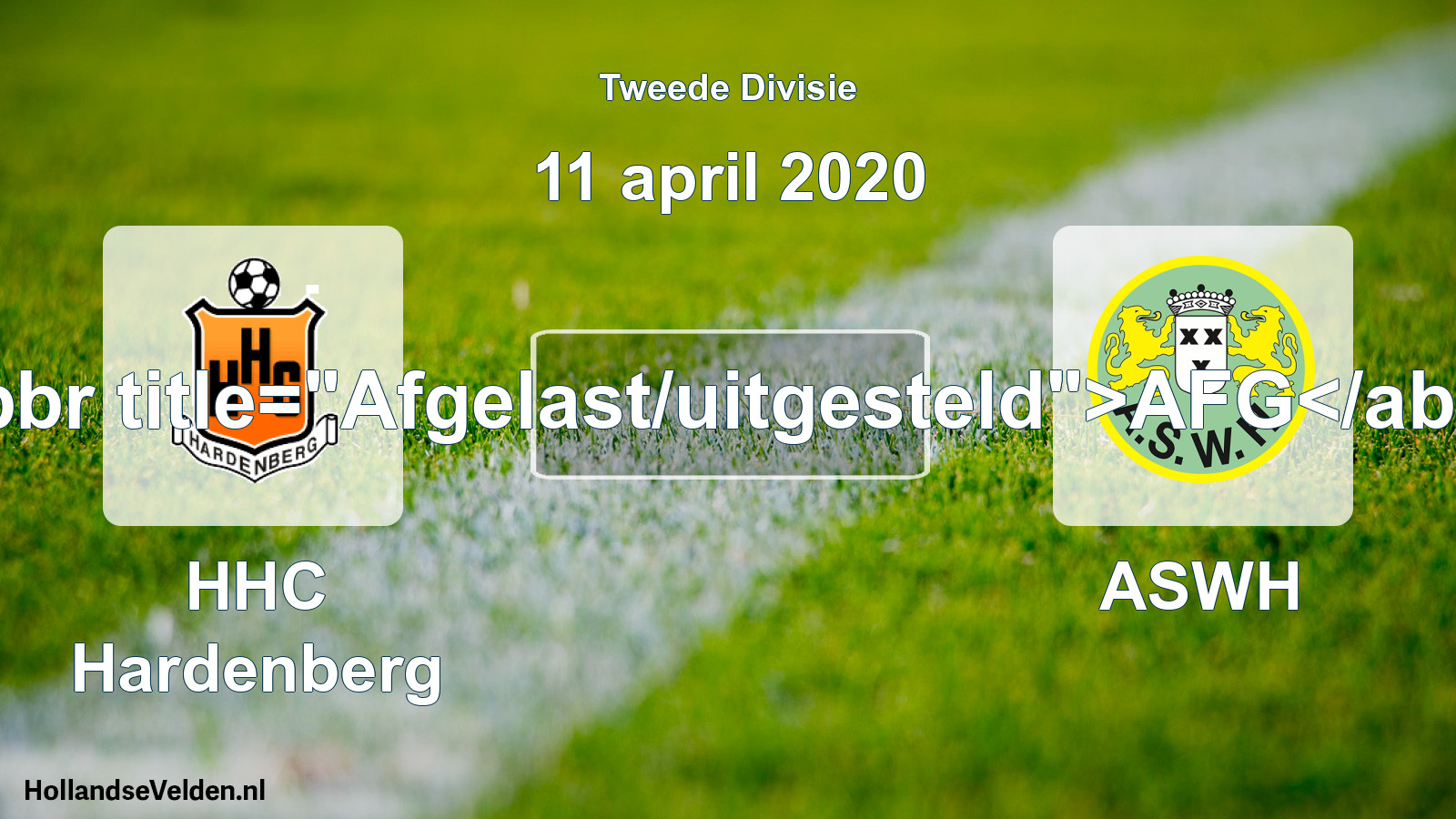 Scheduled Match: HHC Hardenberg - ASWH (11 April 2020)