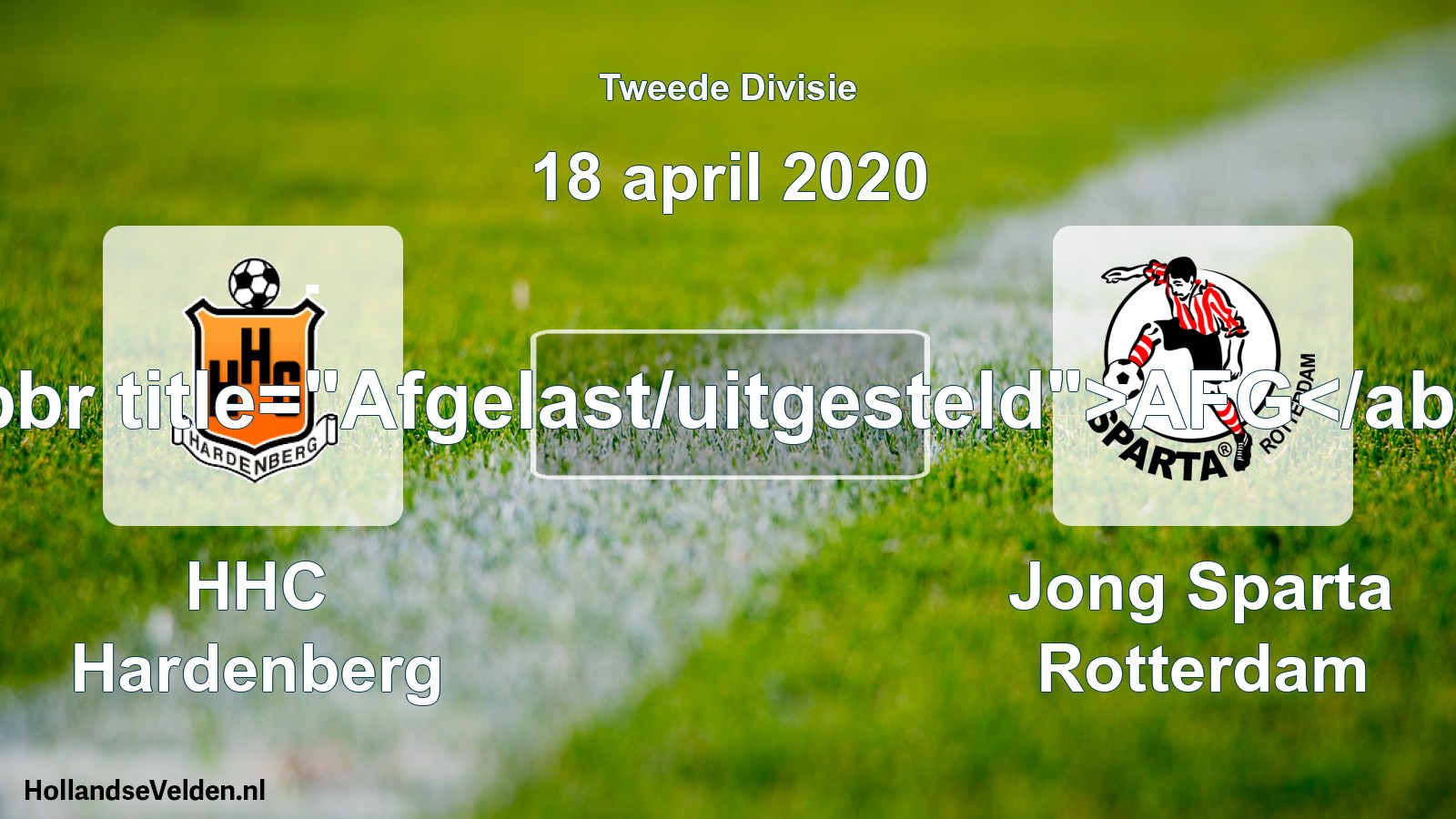 Scheduled Match: HHC Hardenberg - Jong Sparta Rotterdam (18 April 2020)