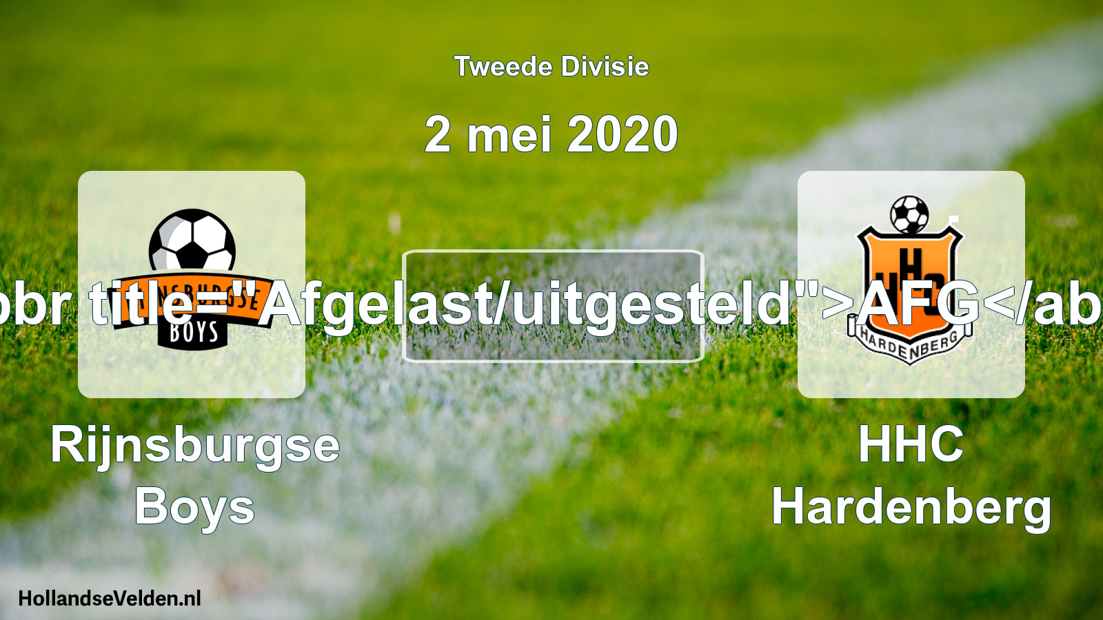 Scheduled Match: Rijnsburgse Boys - HHC Hardenberg (2 May 2020)