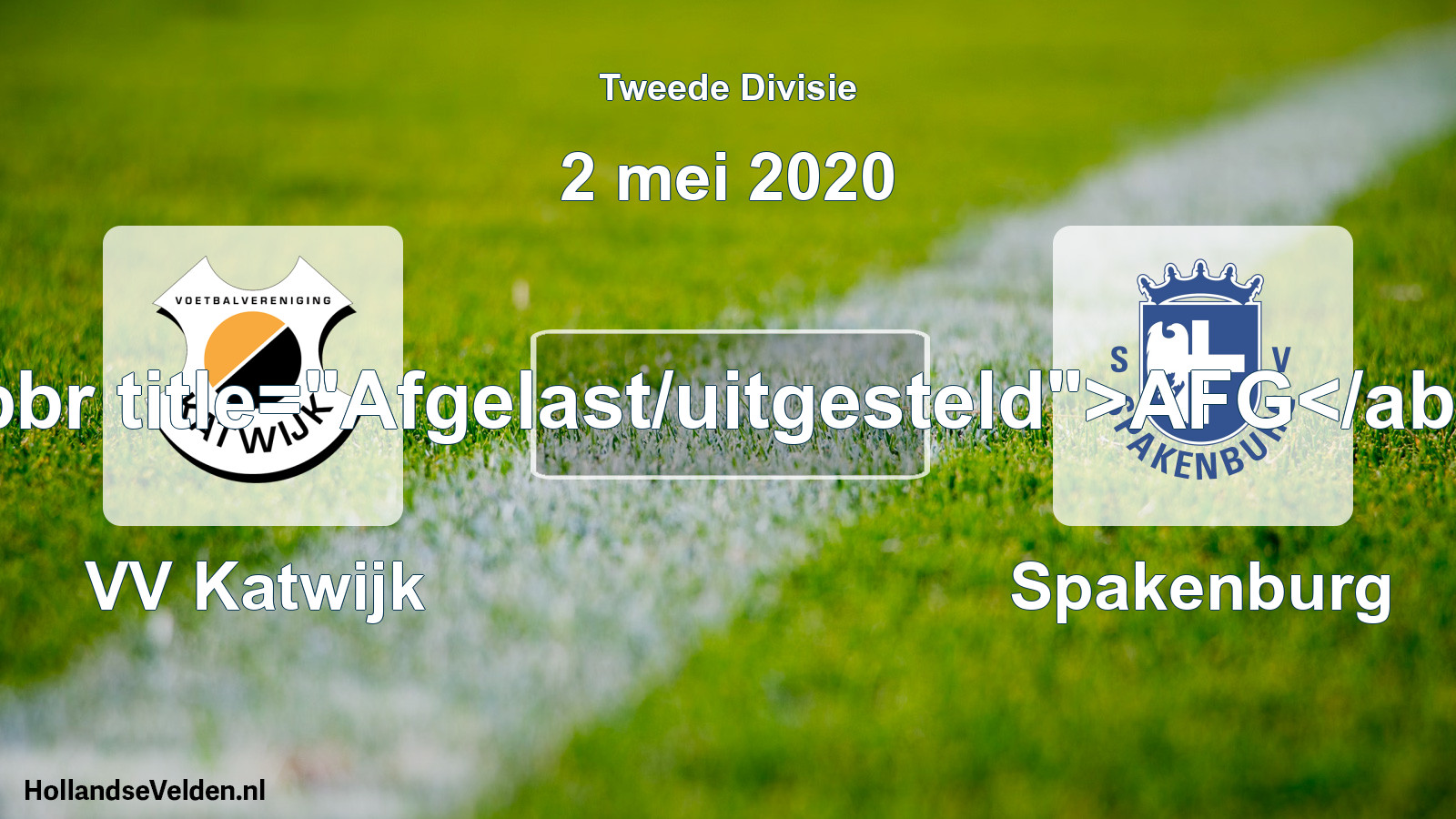 Scheduled Match: VV Katwijk - Spakenburg (2 May 2020)