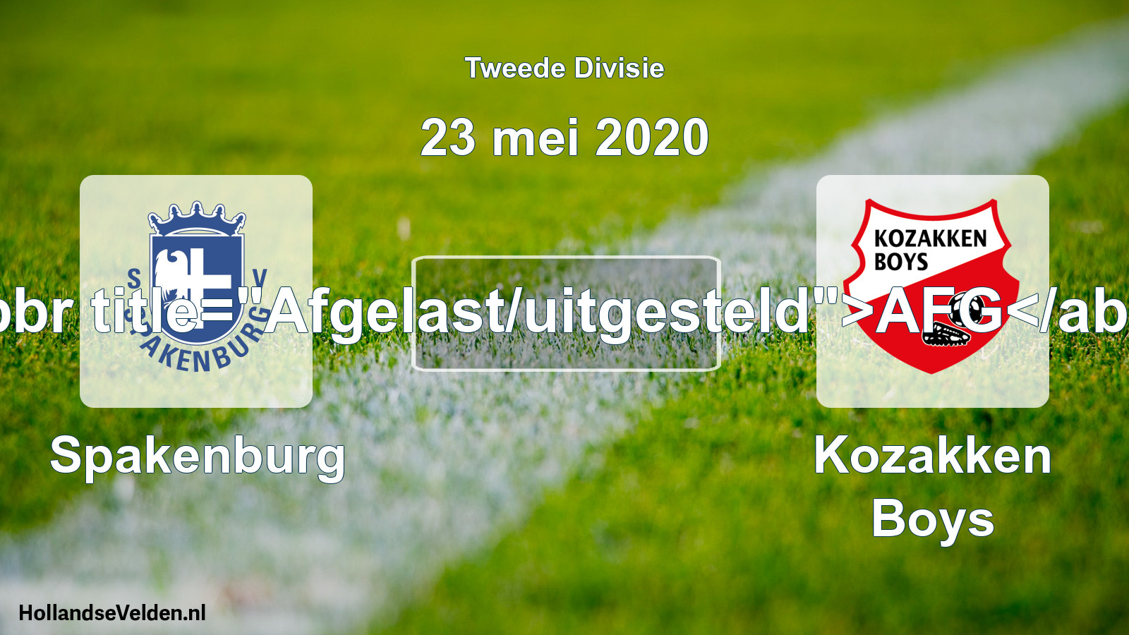 Scheduled Match: Spakenburg - Kozakken Boys (23 May 2020)