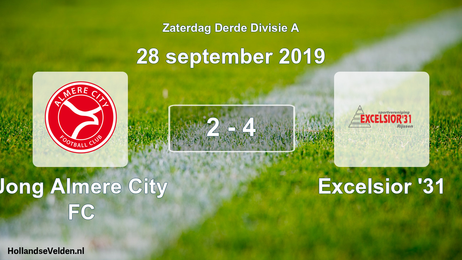 Total number of matches played: Jong Almere City FC - Excelsior '31 2 - 4 (28 September 2019)