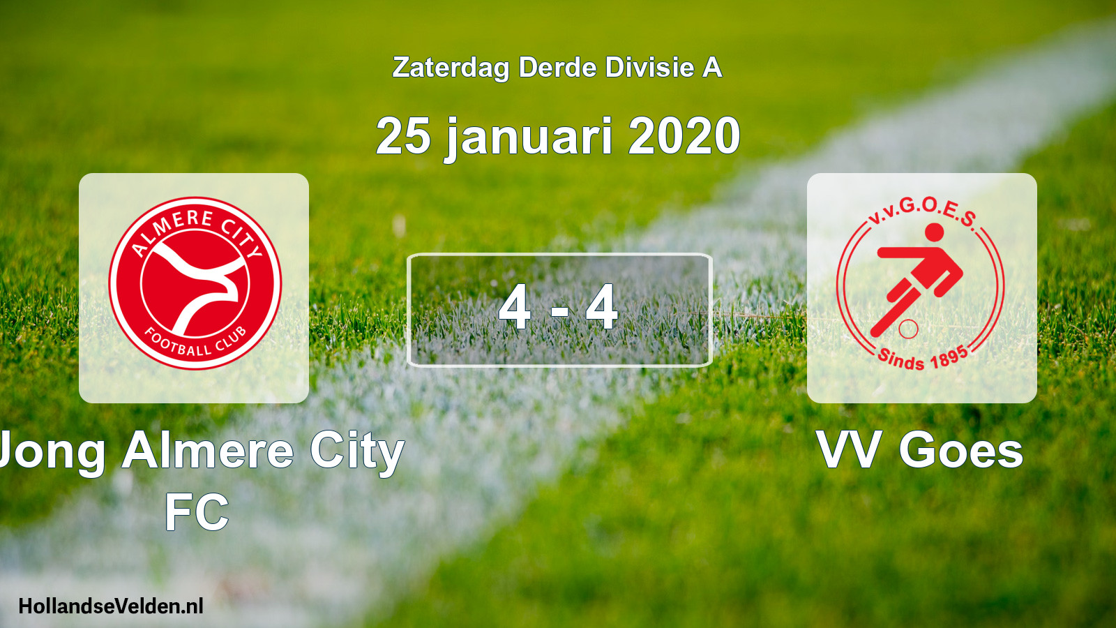 Total number of matches played: Jong Almere City FC - VV Goes 4 - 4 (25 January 2020)