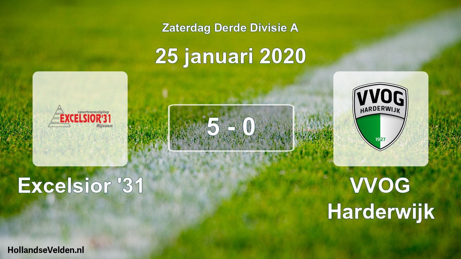 Total number of matches played: Excelsior '31 - VVOG Harderwijk 5 - 0 (25 January 2020)