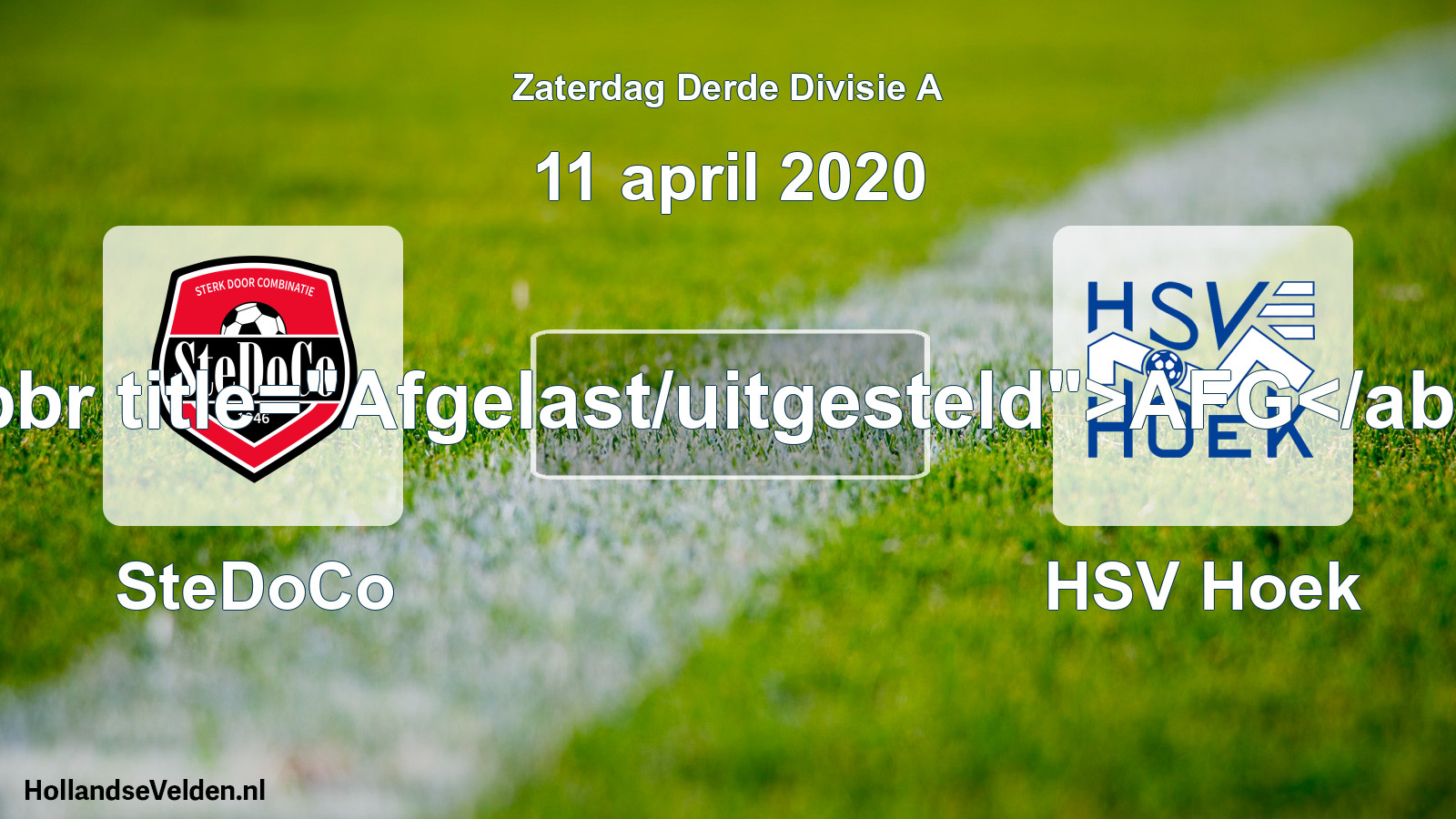 Scheduled Match: SteDoCo - HSV Hoek (11 April 2020)