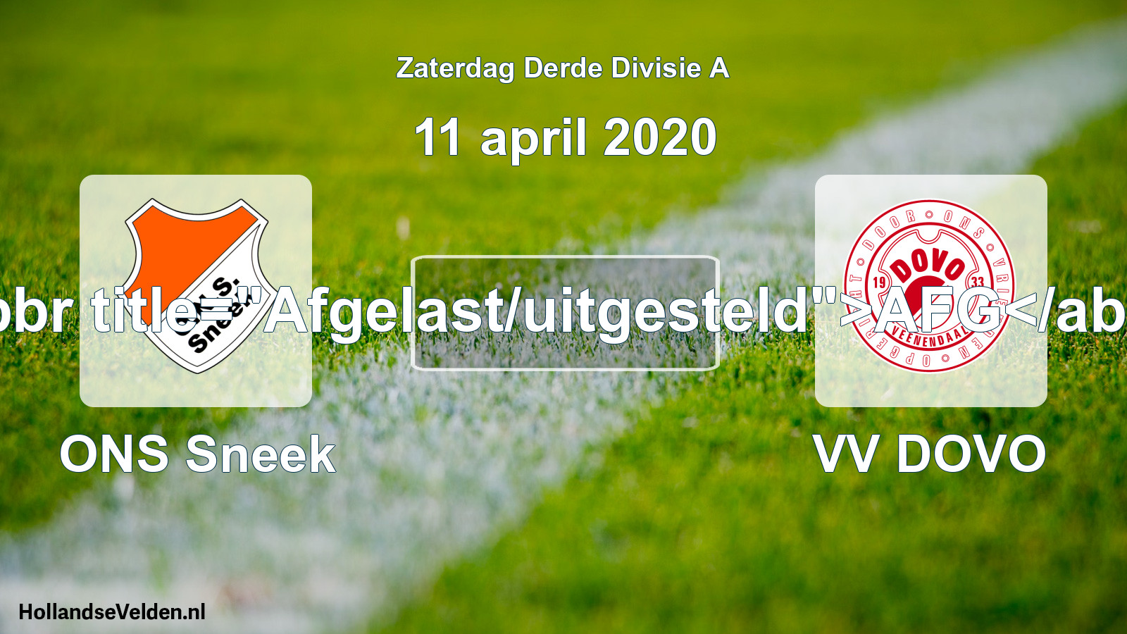 Scheduled Match: ONS Sneek - VV DOVO (11 April 2020)