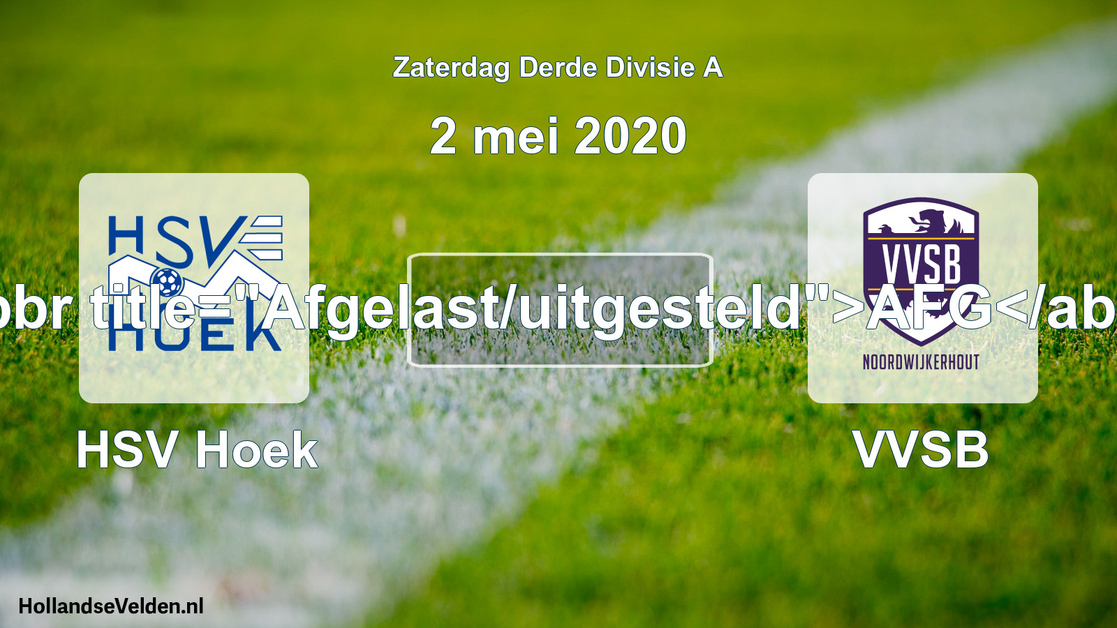 Scheduled Match: HSV Hoek - VVSB (2 May 2020)