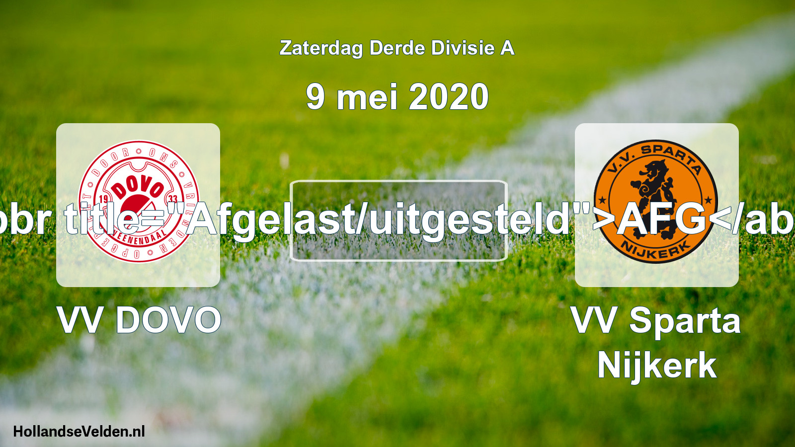 Scheduled Match: VV DOVO - VV Sparta Nijkerk (9 May 2020)