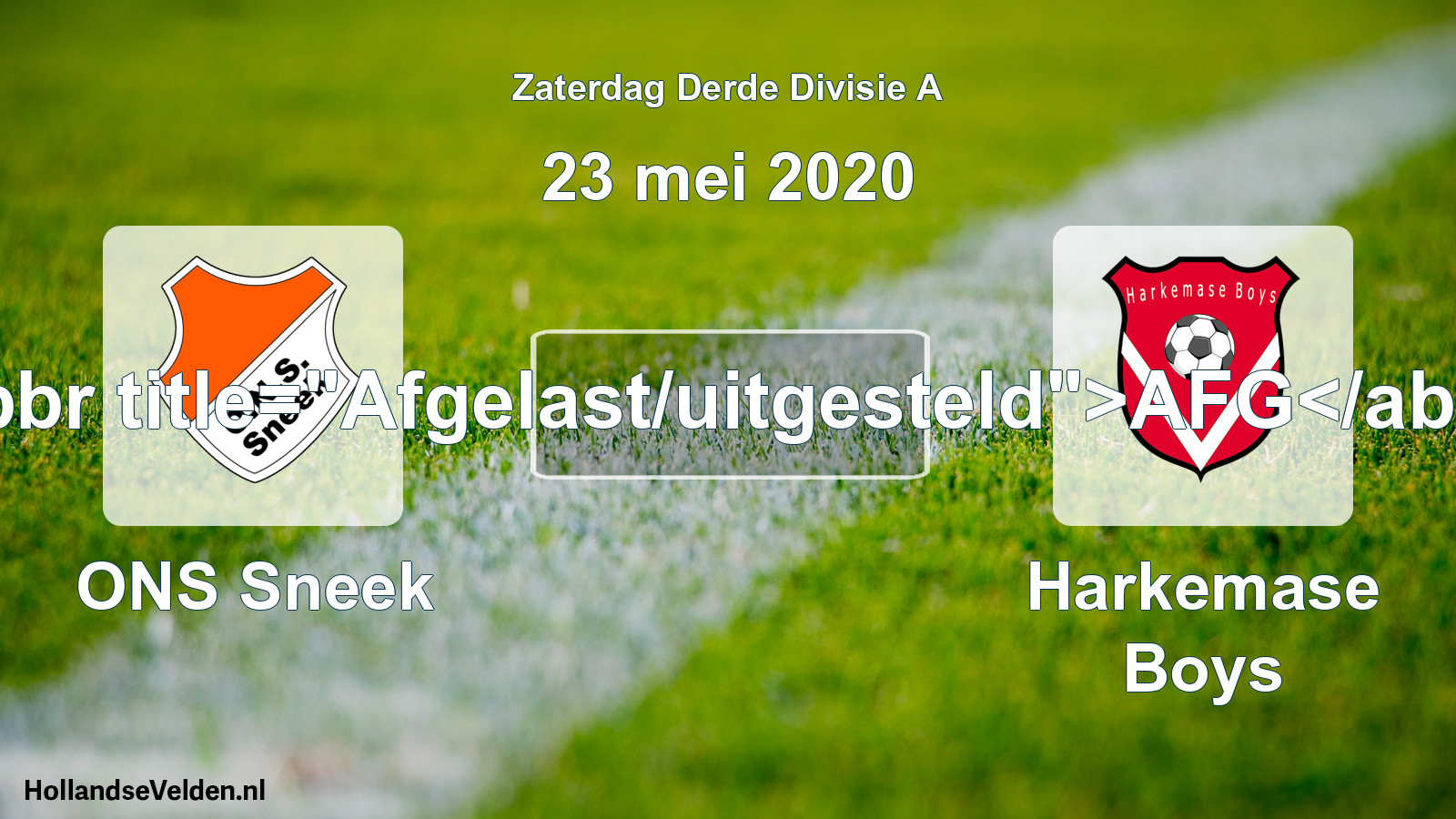 Scheduled Match: ONS Sneek - Harkemase Boys (23 May 2020)