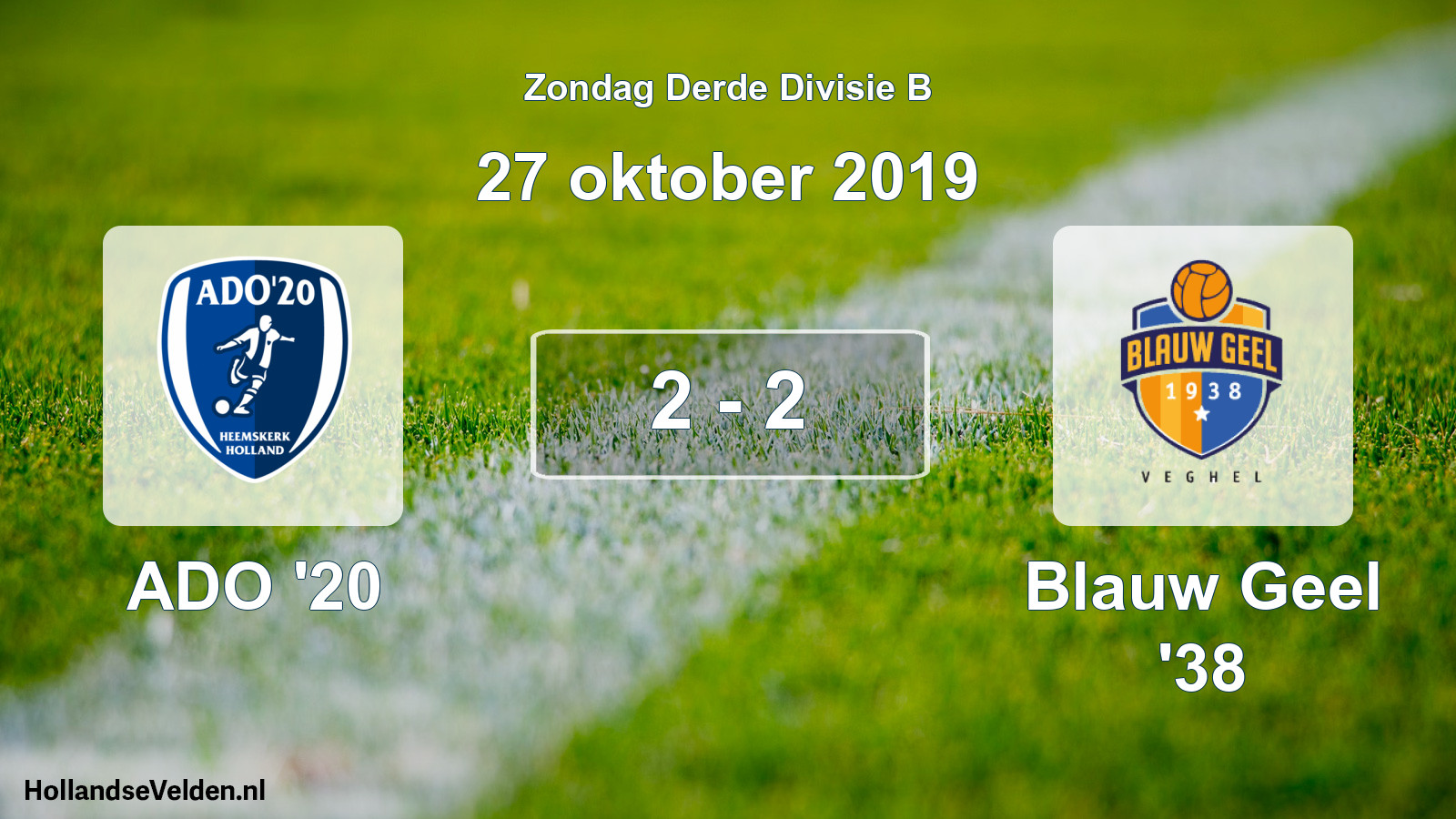 Total number of matches played: ADO '20 - Blauw Geel '38 2 - 2 (27 October 2019)