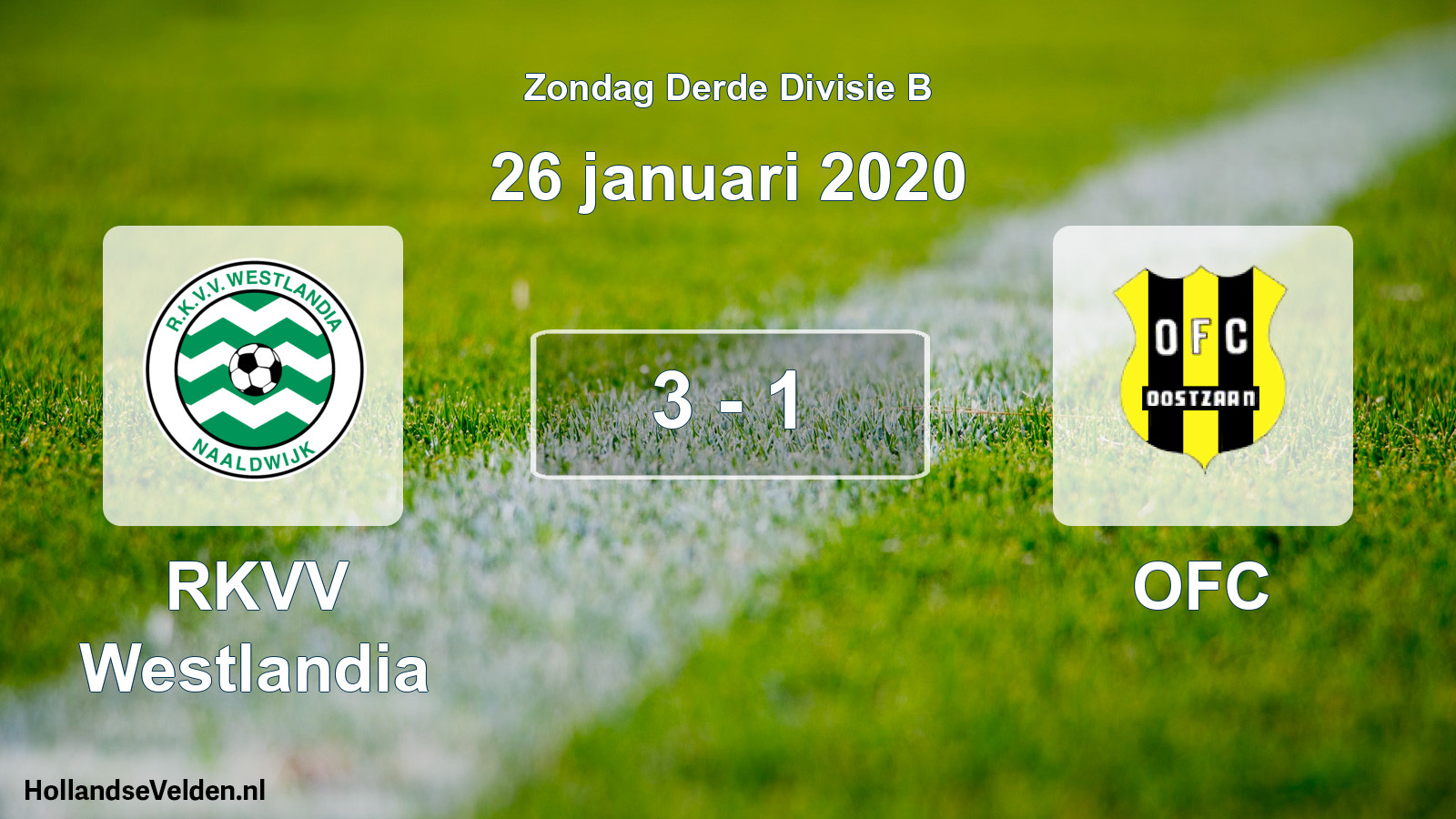 Total number of matches played: RKVV Westlandia - OFC 3 - 1 (26 January 2020)