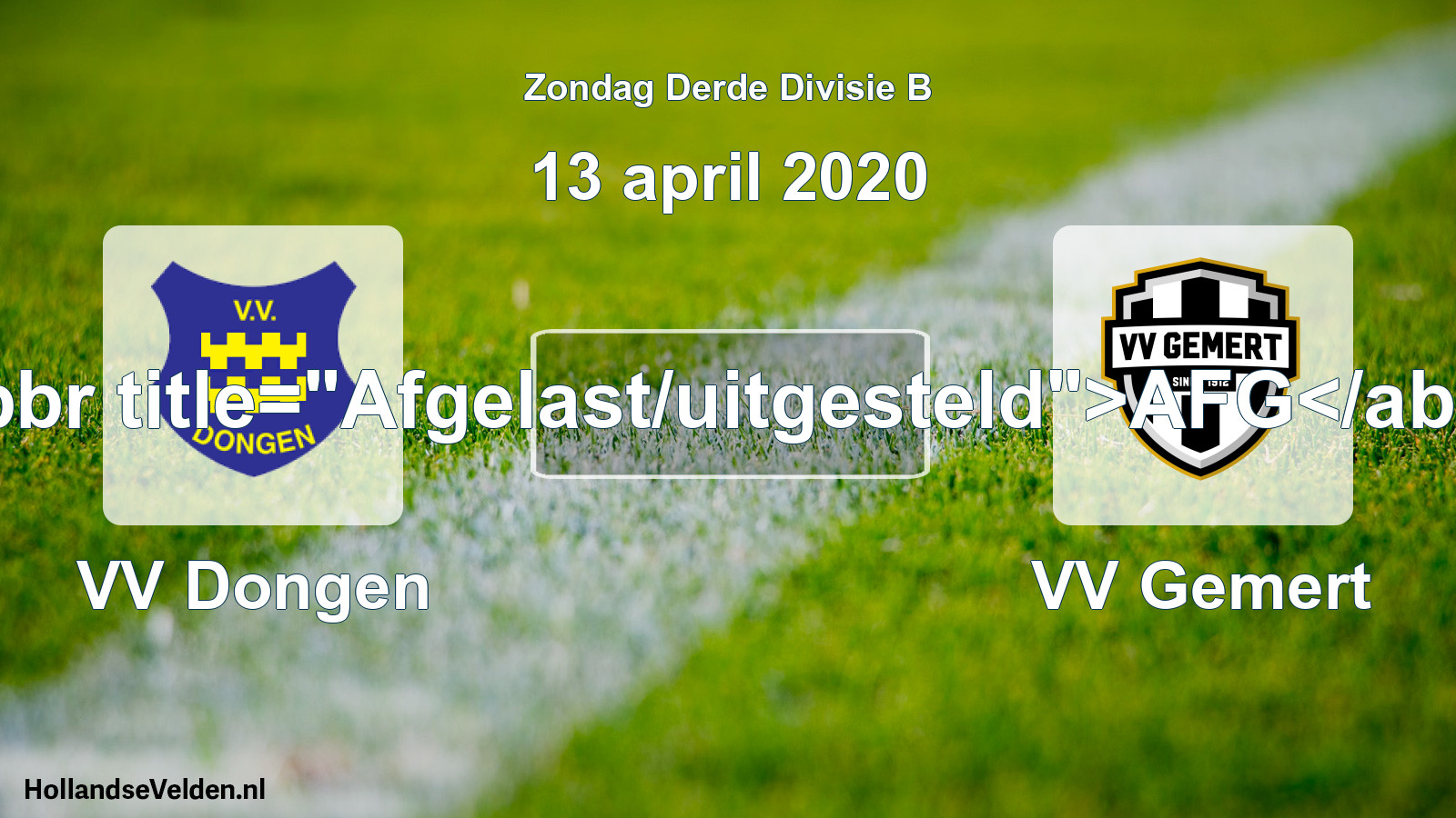Scheduled Match: VV Dongen - VV Gemert (13 April 2020)