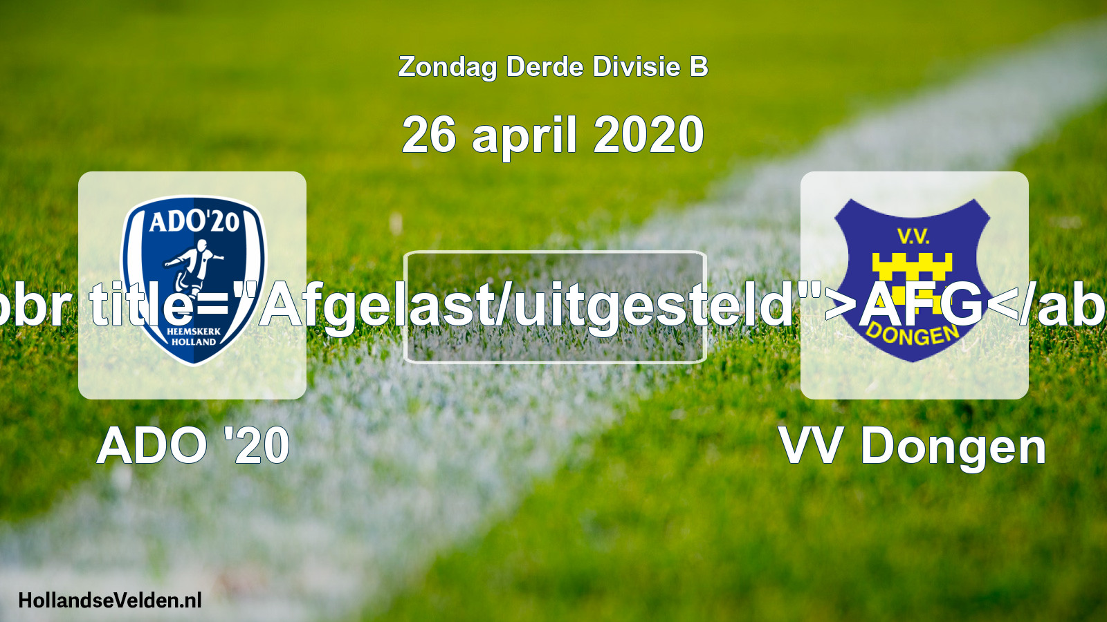 Scheduled Match: ADO '20 - VV Dongen (26 April 2020)