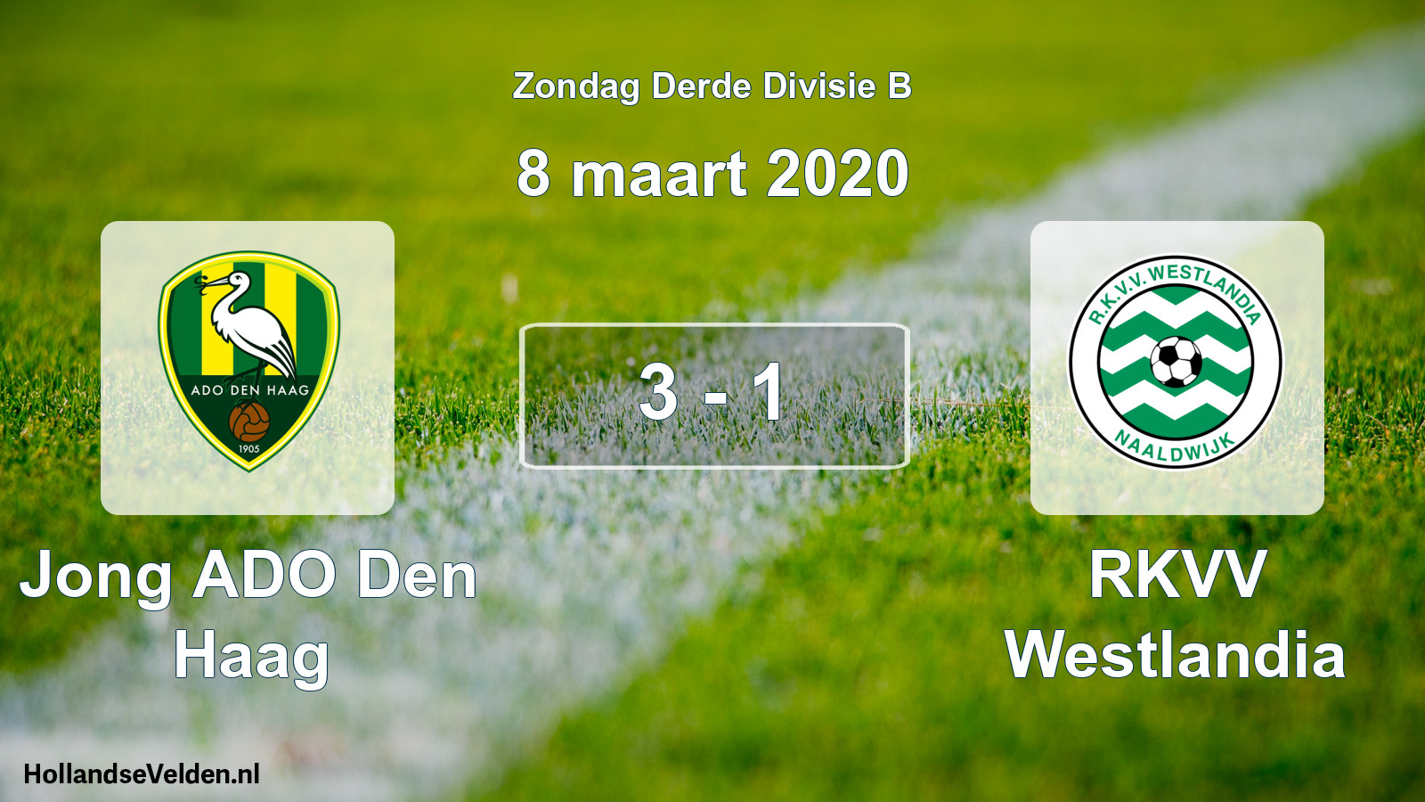 Total number of matches played: Jong ADO Den Haag - RKVV Westlandia 3 - 1 (8 March 2020)