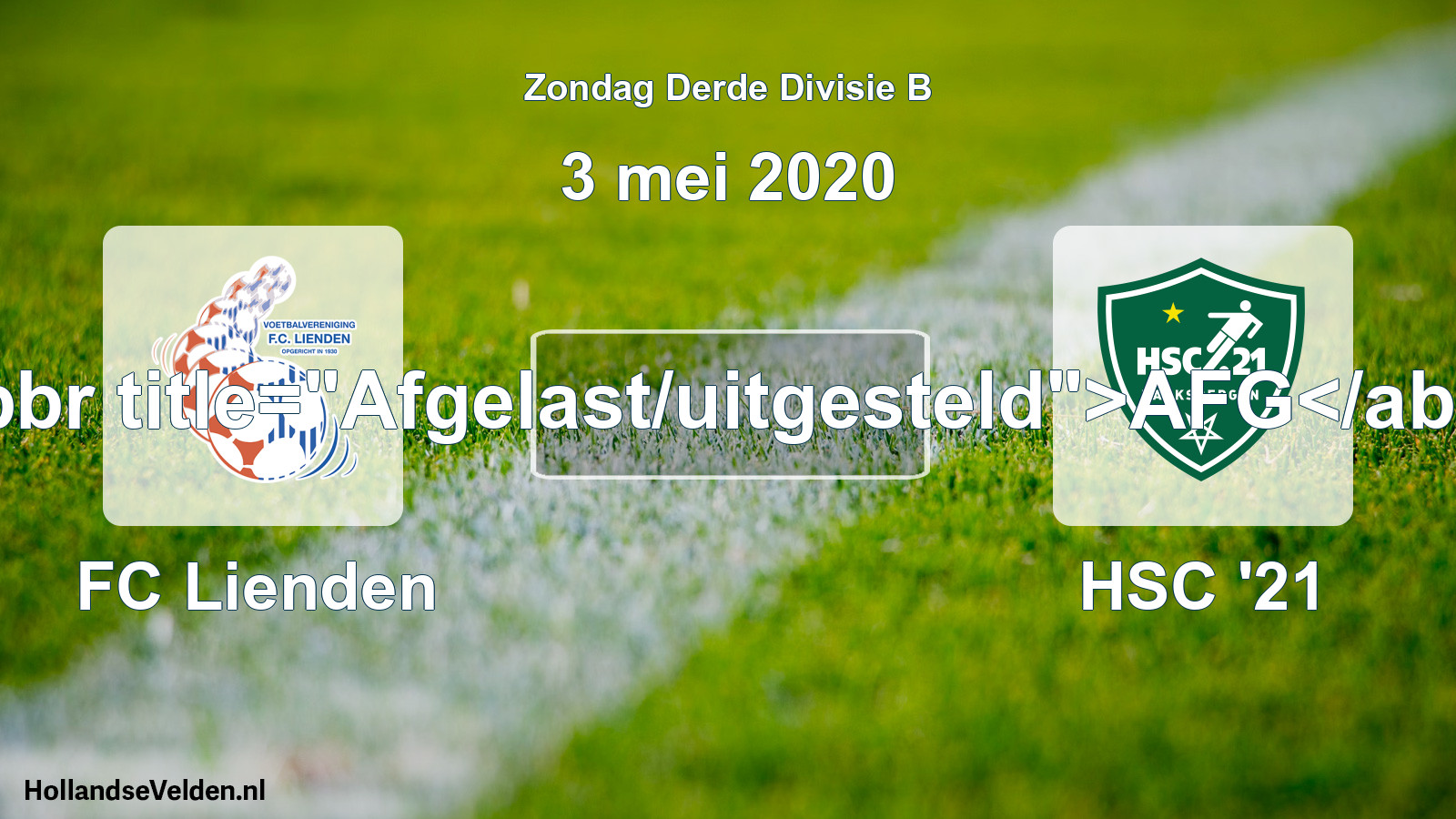 Scheduled Match: FC Lienden - HSC '21 (3 May 2020)