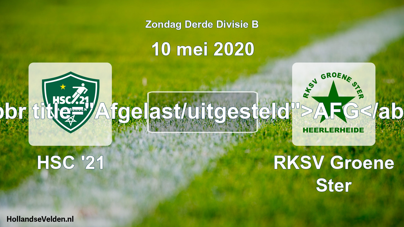 Scheduled Match: HSC '21 - RKSV Groene Ster (10 May 2020)