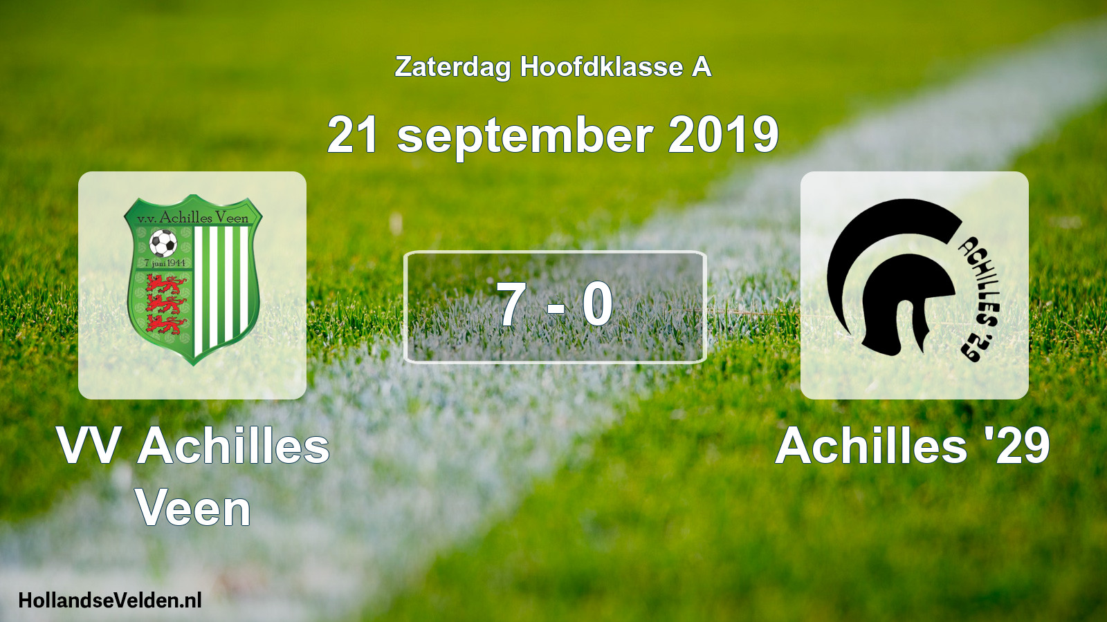 Total number of matches played: VV Achilles Veen - Achilles '29 7 - 0 (21 September 2019)