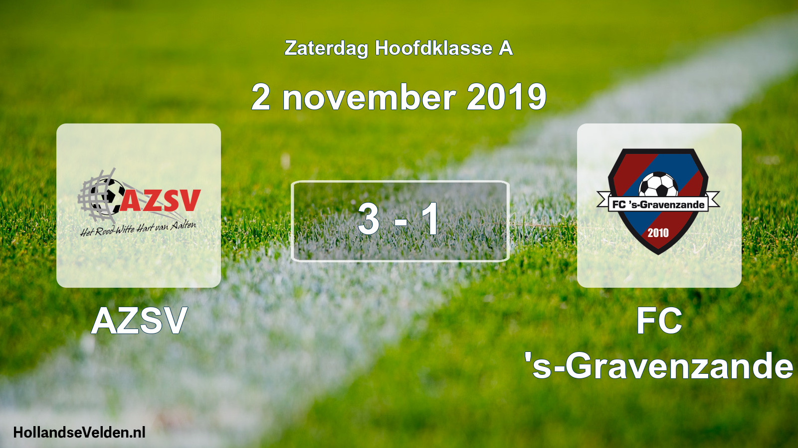 Total number of matches played: AZSV - FC 's-Gravenzande 3 - 1 (2 November 2019)