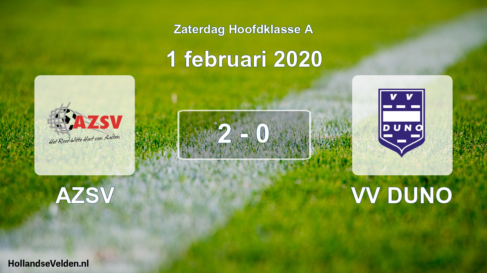 Total number of matches played: AZSV - VV DUNO 2 - 0 (1 February 2020)