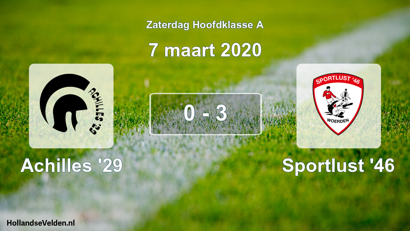 Total number of matches played: Achilles '29 - Sportlust '46 0 - 3 (7 March 2020)