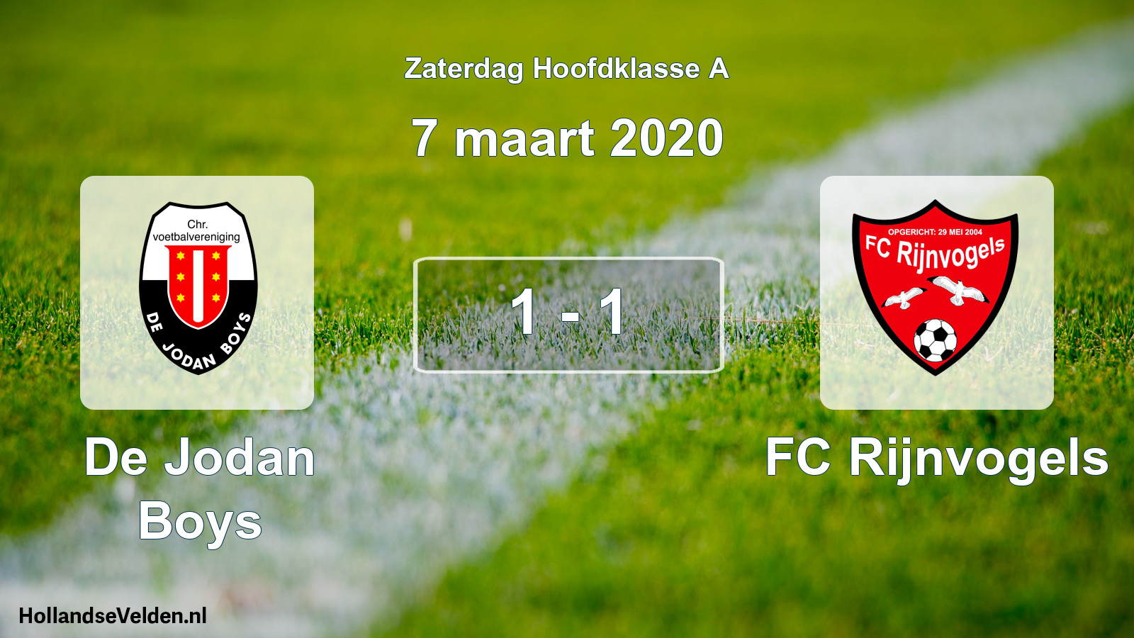 Total number of matches played: De Jodan Boys - FC Rijnvogels 1 - 1 (7 March 2020)