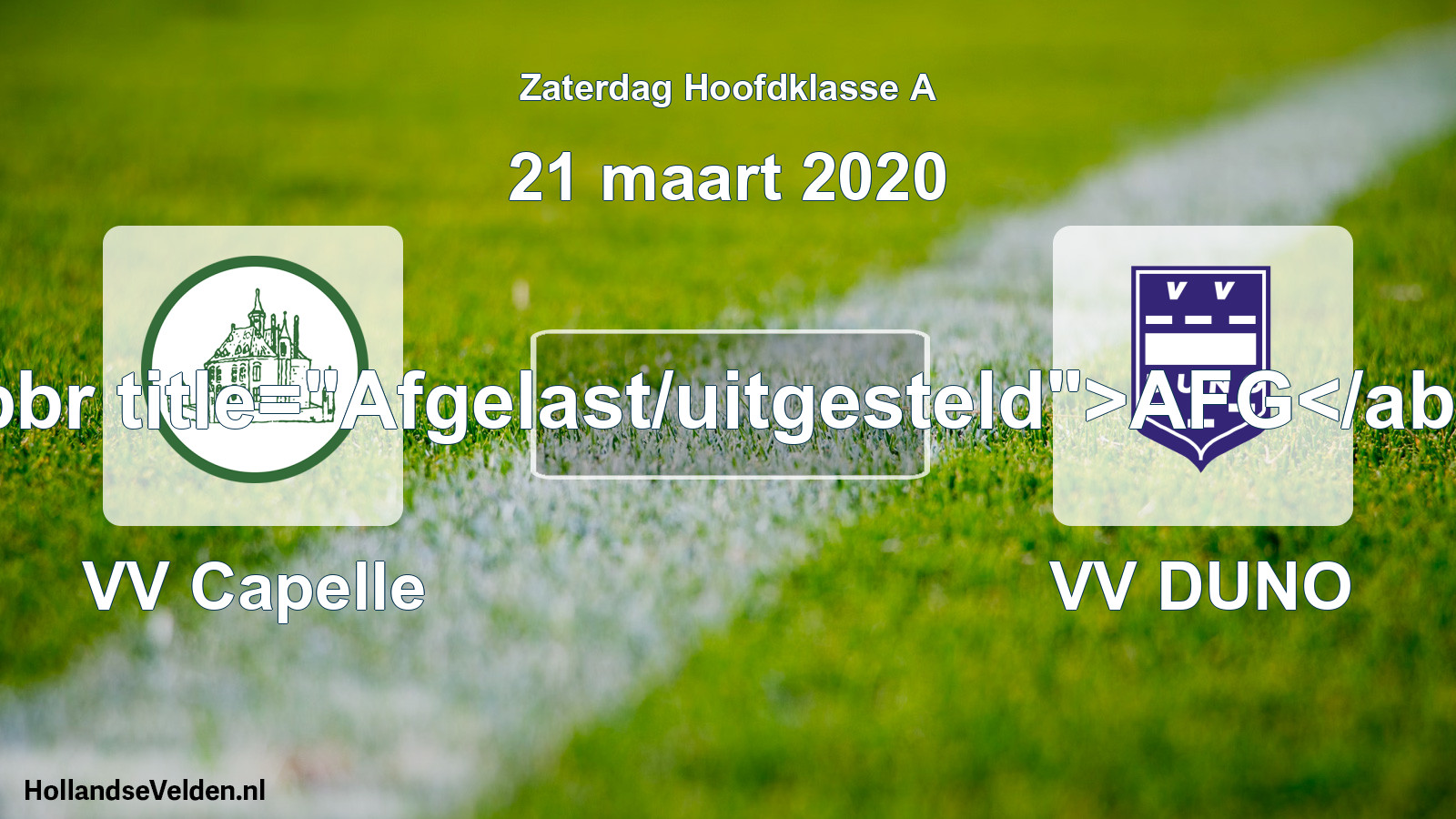 Scheduled Match: VV Capelle - VV DUNO (21 March 2020)