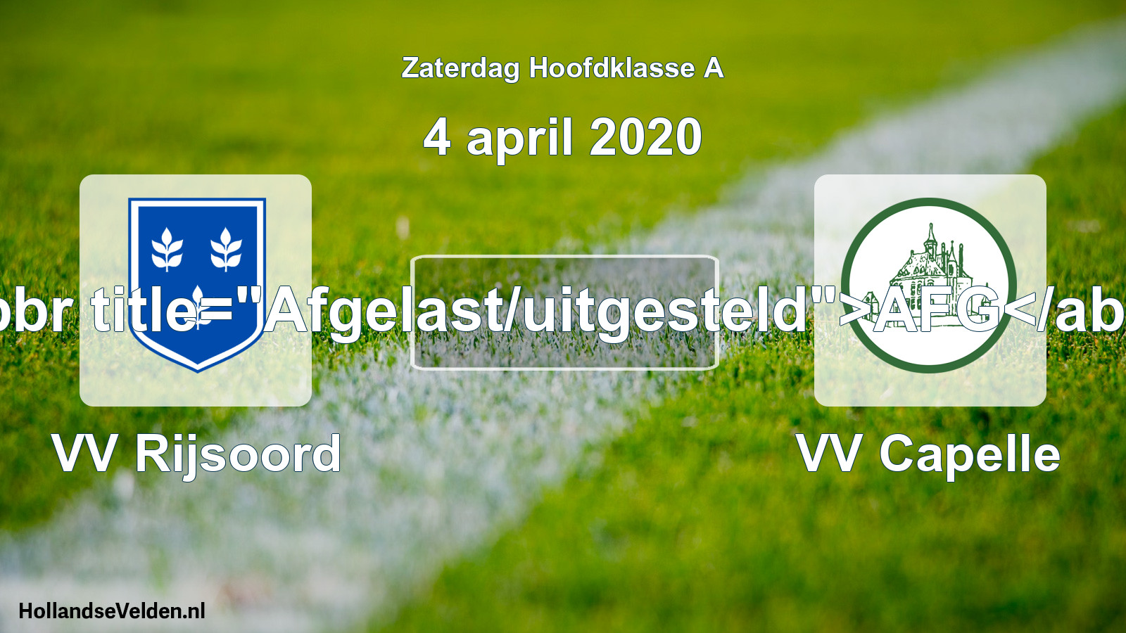 Scheduled Match: VV Rijsoord - VV Capelle (4 April 2020)