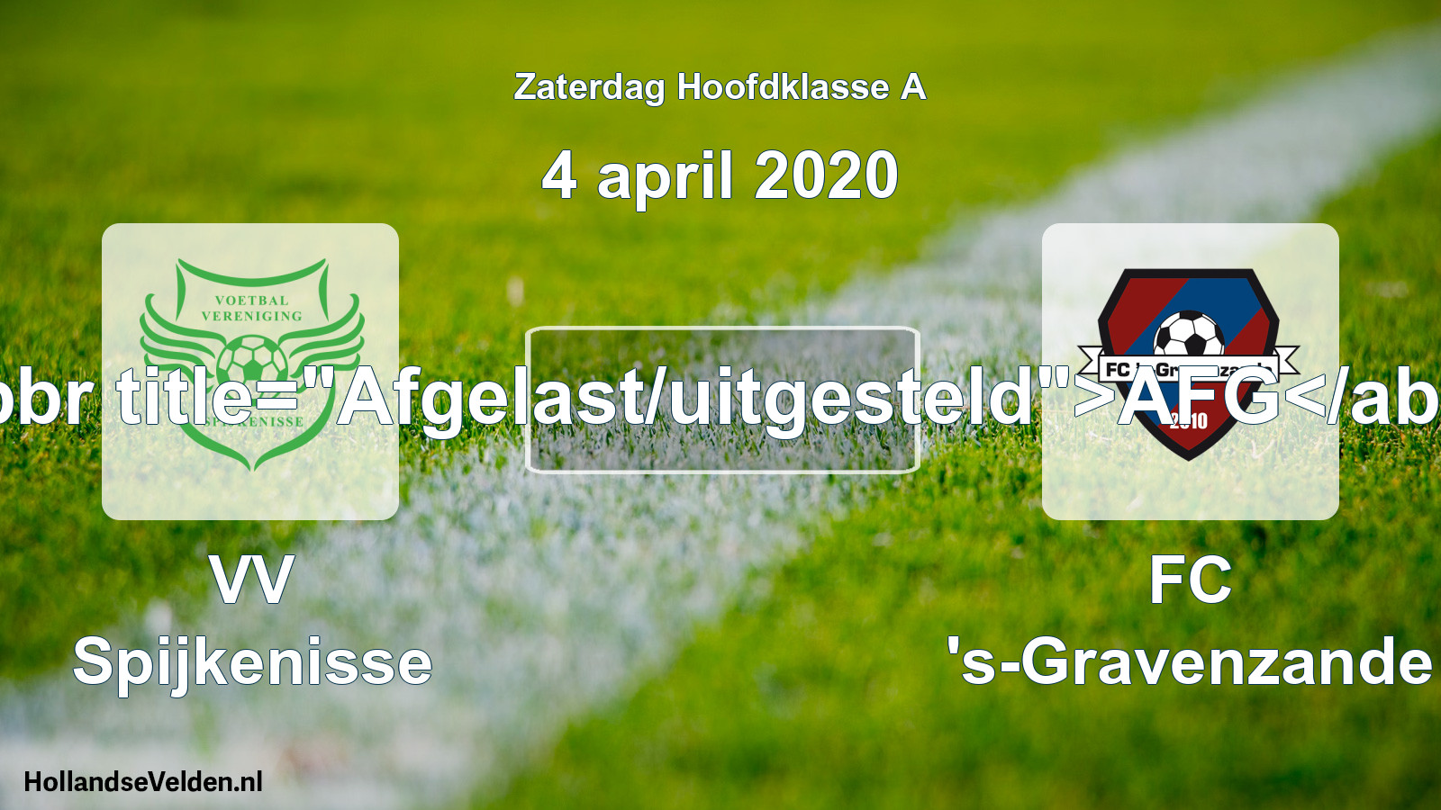 Scheduled Match: VV Spijkenisse - FC 's-Gravenzande (4 April 2020)
