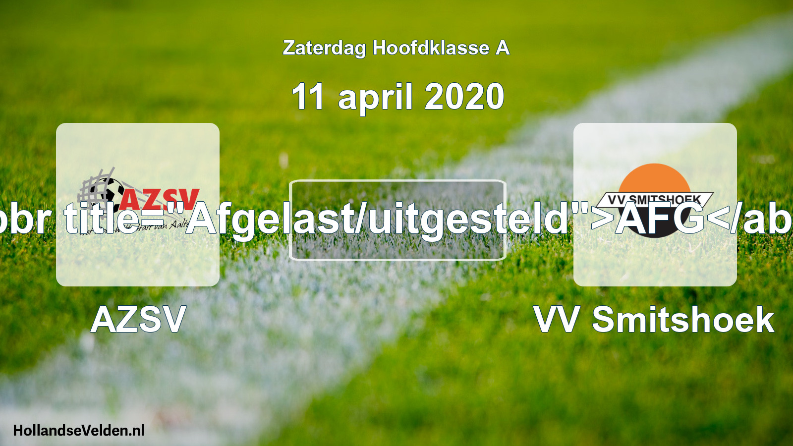 Scheduled Match: AZSV - VV Smitshoek (11 April 2020)