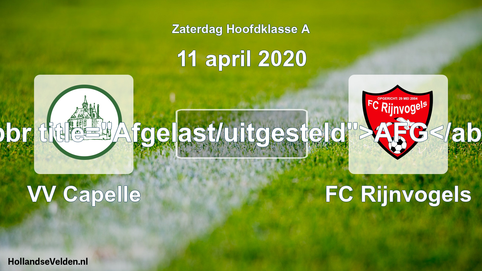 Scheduled Match: VV Capelle - FC Rijnvogels (11 April 2020)
