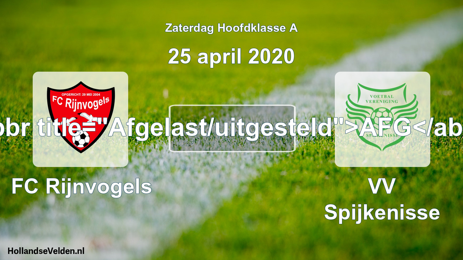 Scheduled Match: FC Rijnvogels - VV Spijkenisse (25 April 2020)