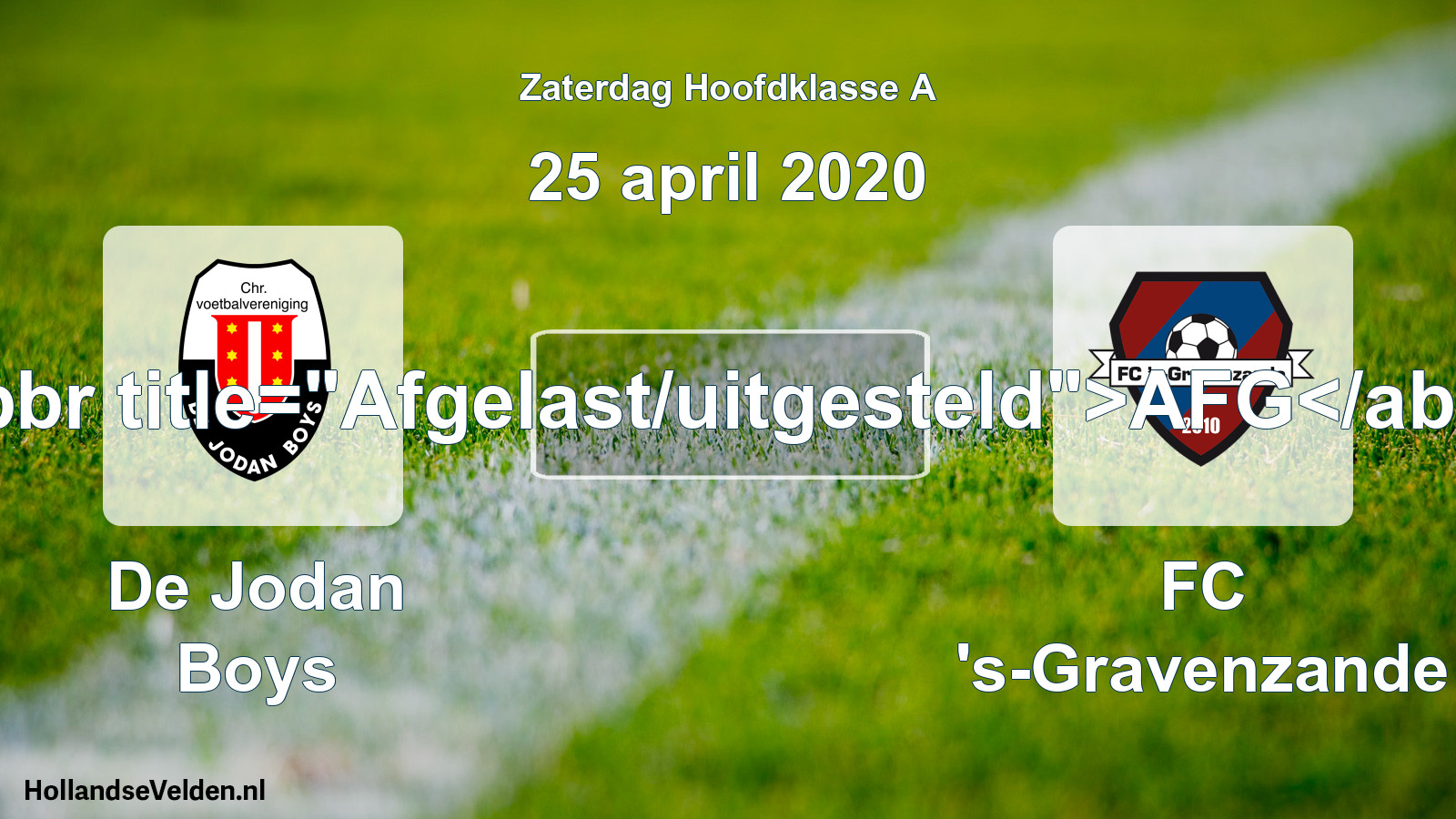 Scheduled Match: De Jodan Boys - FC 's-Gravenzande (25 April 2020)