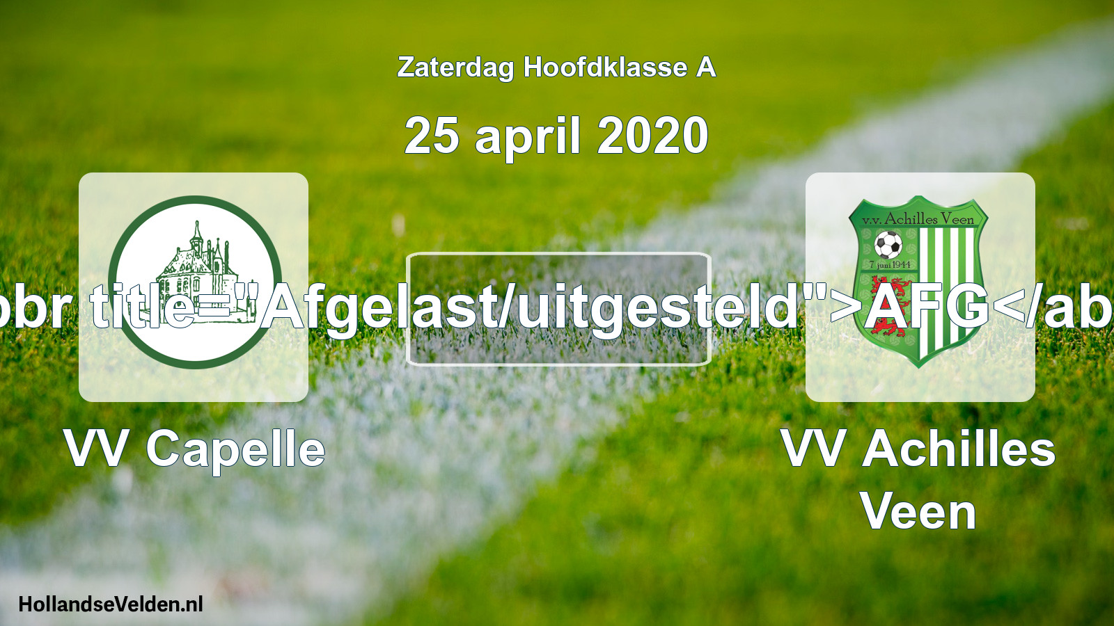 Scheduled Match: VV Capelle - VV Achilles Veen (25 April 2020)
