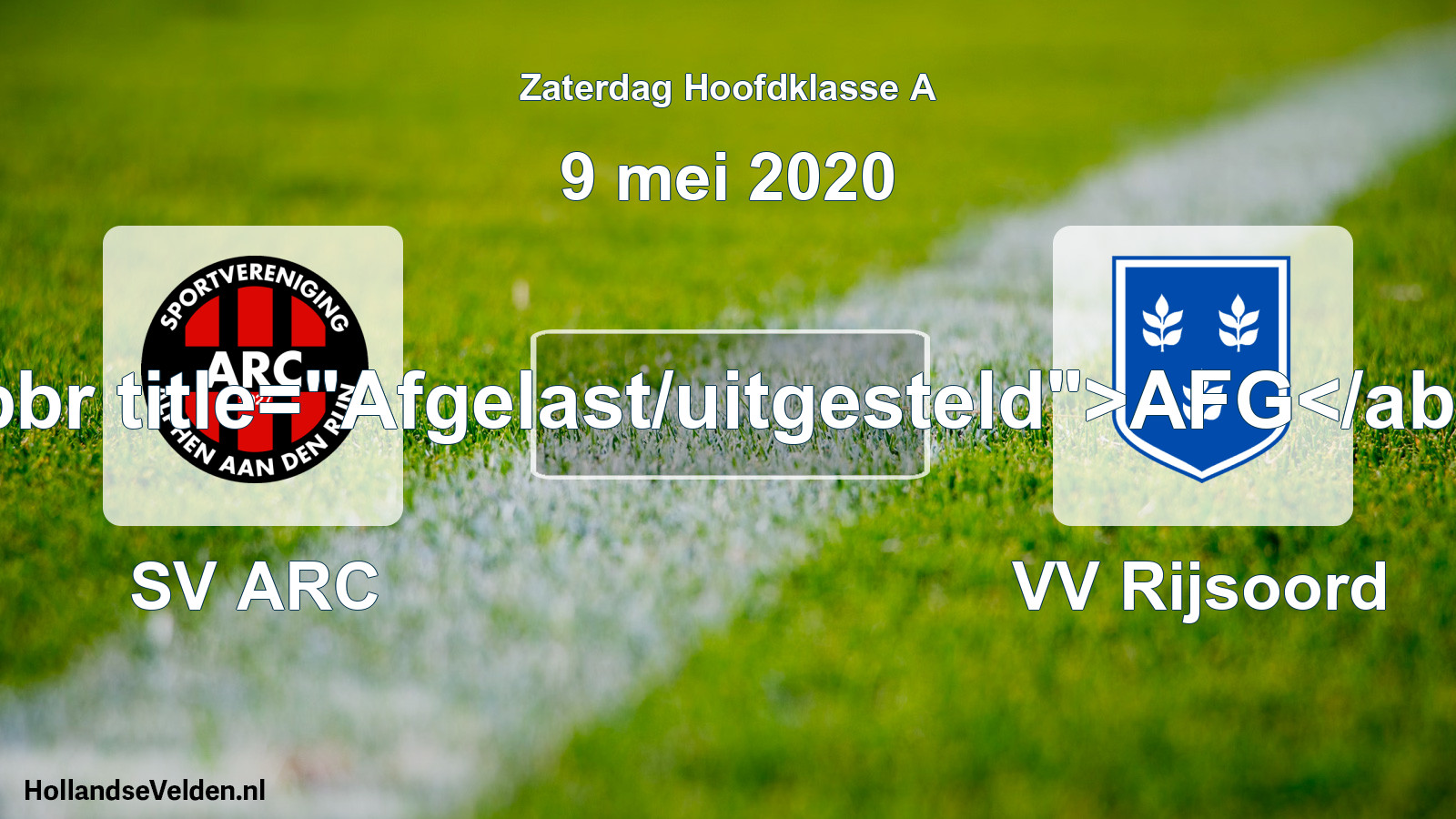 Scheduled Match: SV ARC - VV Rijsoord (9 May 2020)