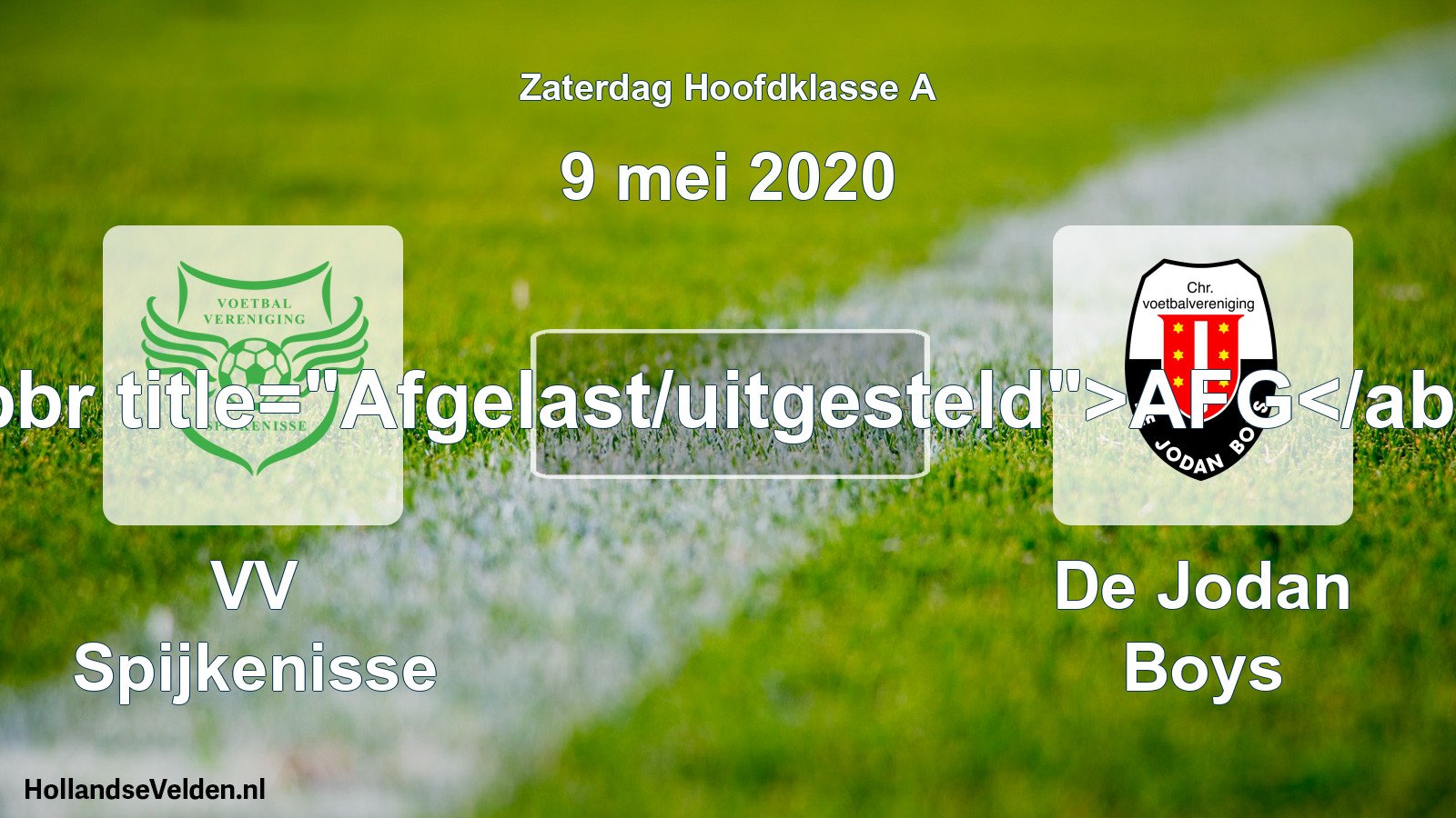 Scheduled Match: VV Spijkenisse - De Jodan Boys (9 May 2020)
