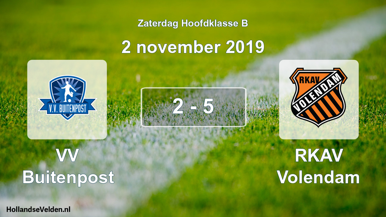 Total number of matches played: VV Buitenpost - RKAV Volendam 2 - 5 (2 November 2019)