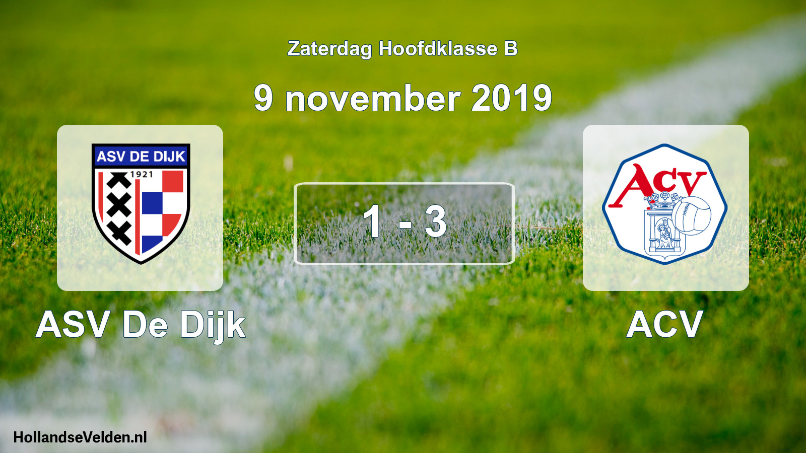Total number of matches played: ASV De Dijk - ACV 1 - 3 (9 November 2019)