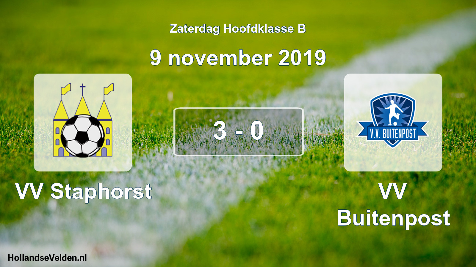 Total number of matches played: VV Staphorst - VV Buitenpost 3 - 0 (9 November 2019)