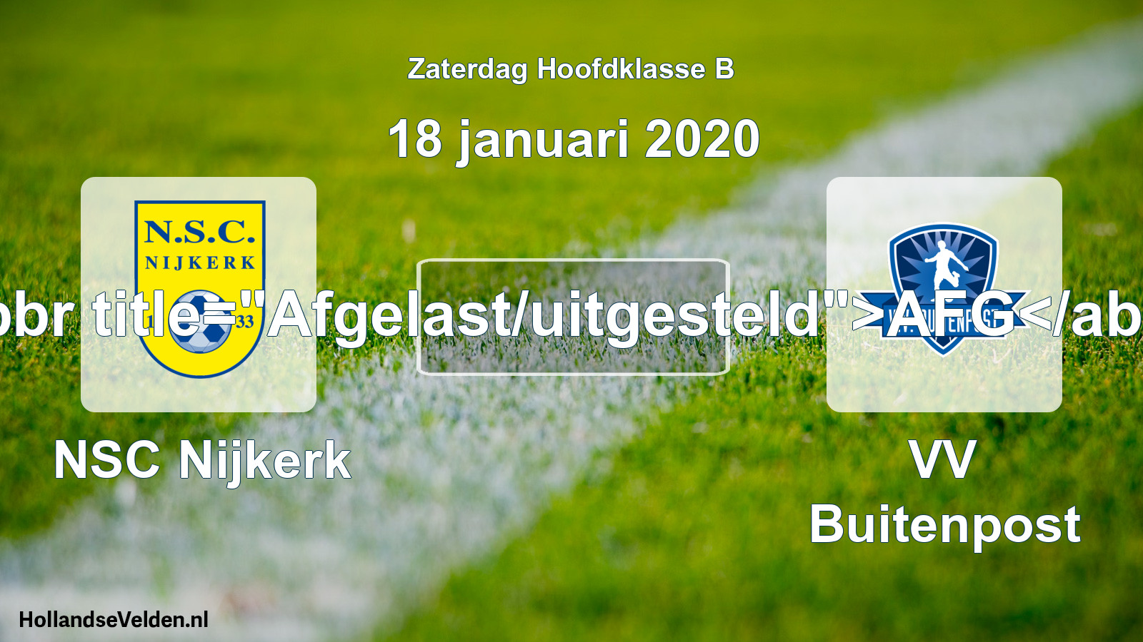 Scheduled Match: NSC Nijkerk - VV Buitenpost (18 January 2020)