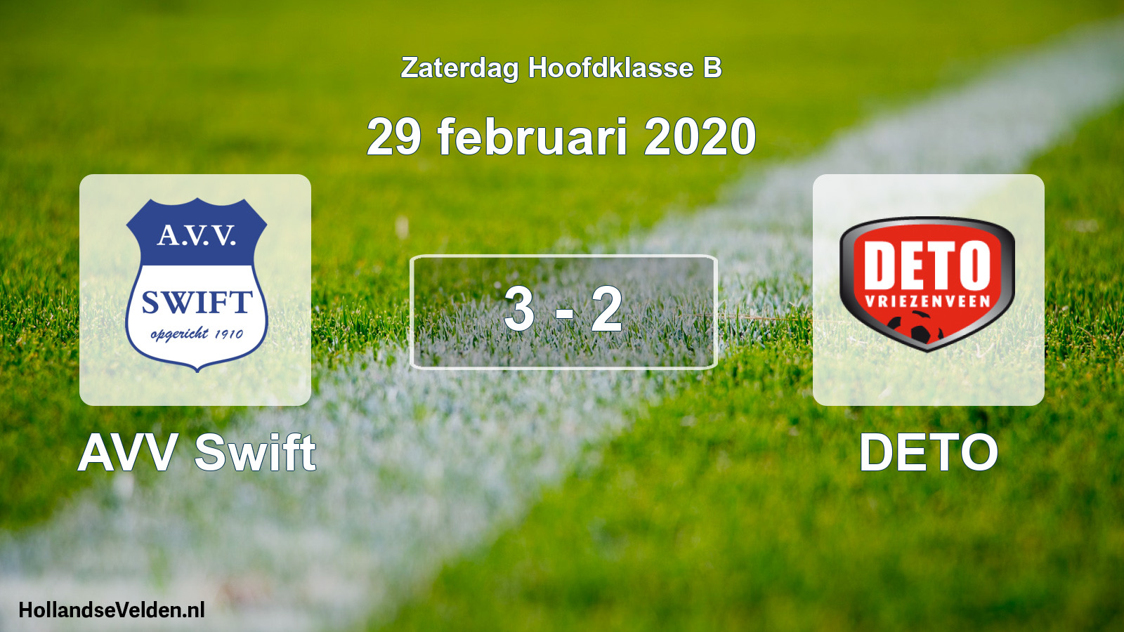 Total number of matches played: AVV Swift - DETO 3 - 2 (29 February 2020)