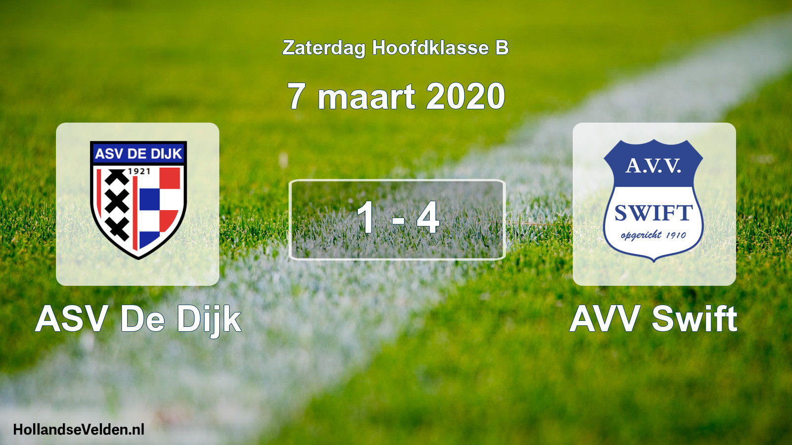 Total number of matches played: ASV De Dijk - AVV Swift 1 - 4 (7 March 2020)