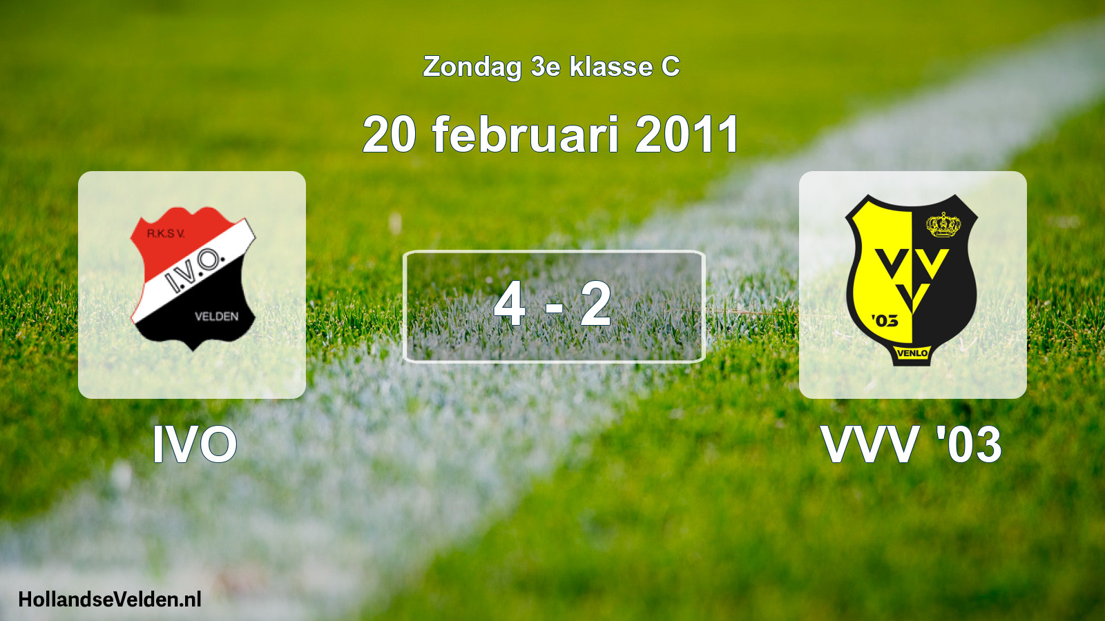 Total number of matches played: IVO - VVV '03 4 - 2 (20 February 2011)