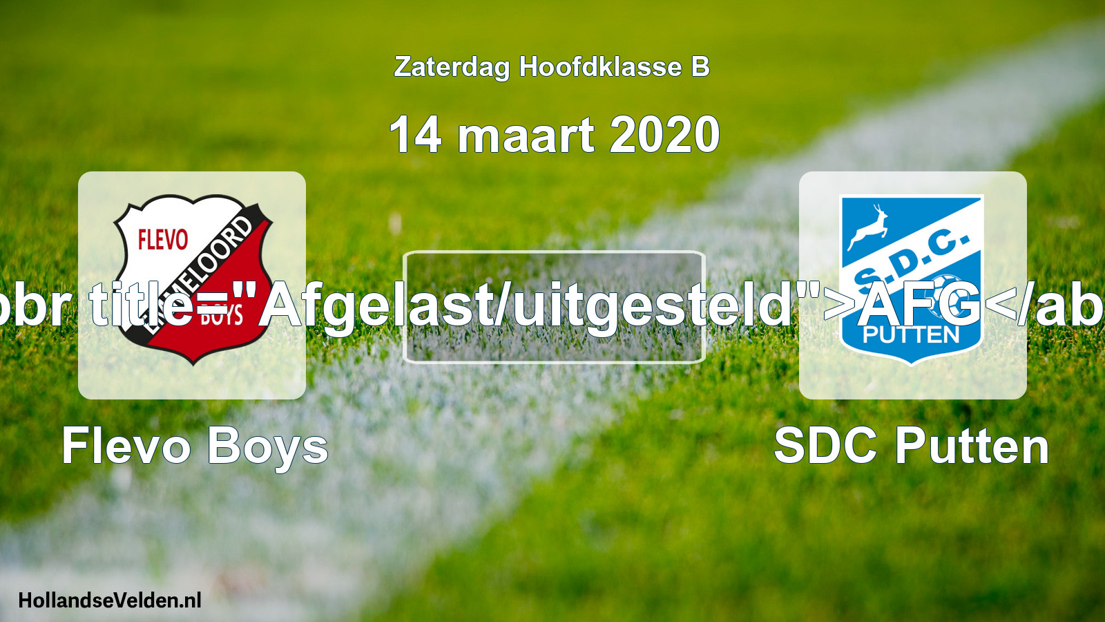 Scheduled Match: Flevo Boys - SDC Putten (14 March 2020)