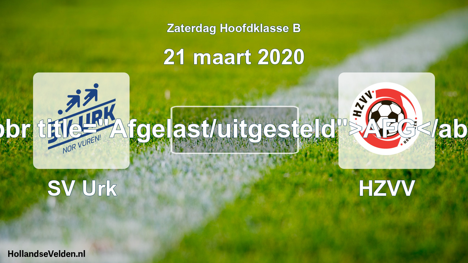 Scheduled Match: SV Urk - HZVV (21 March 2020)